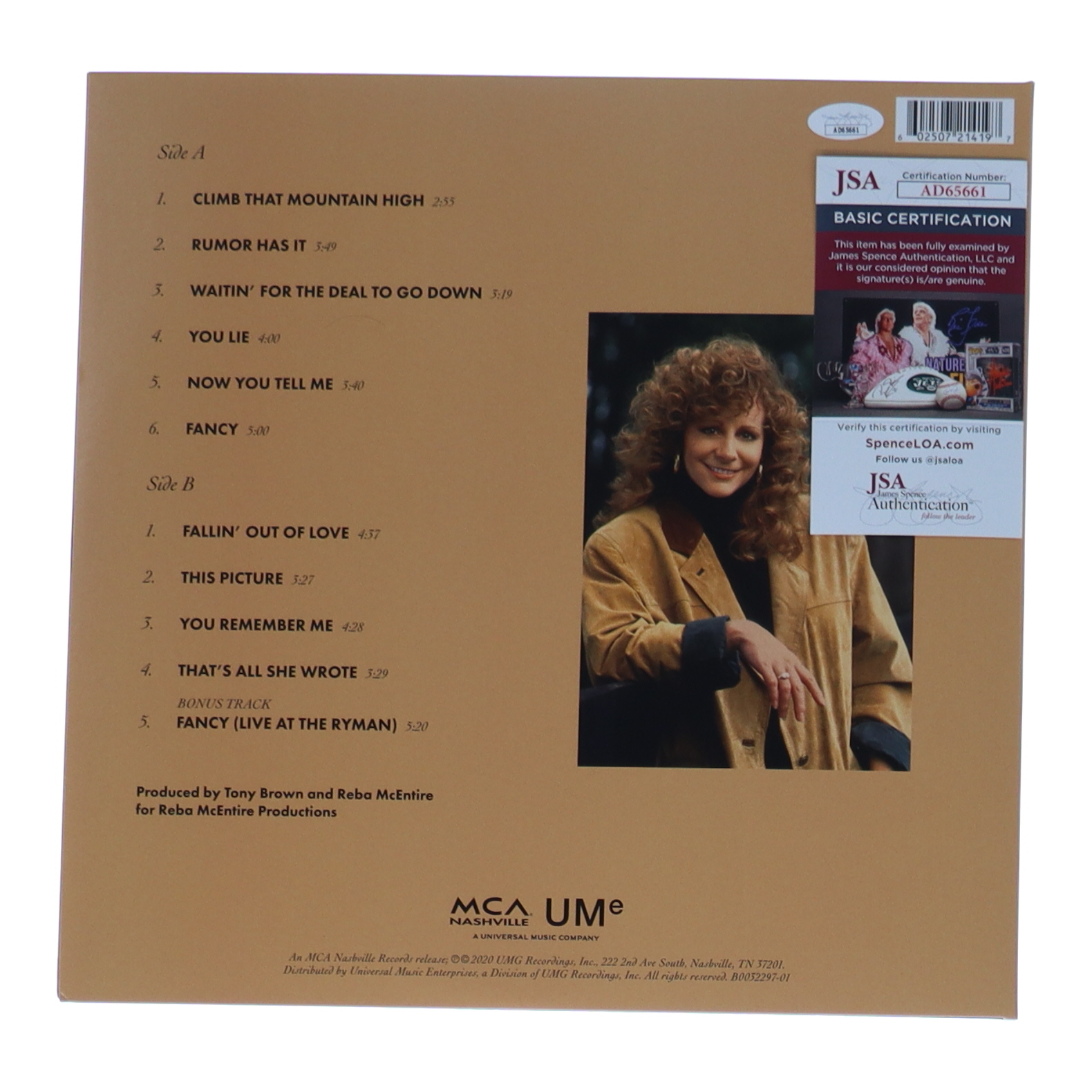 Reba McEntire Signed "Rumor Has It" Vinyl Record Album Inscribed "Love" (JSA) at PristineAuction.com Reba McEntire Signed "Rumor Has It" Vinyl Record Album Inscribed "Love" (JSA) at PristineAuction.com