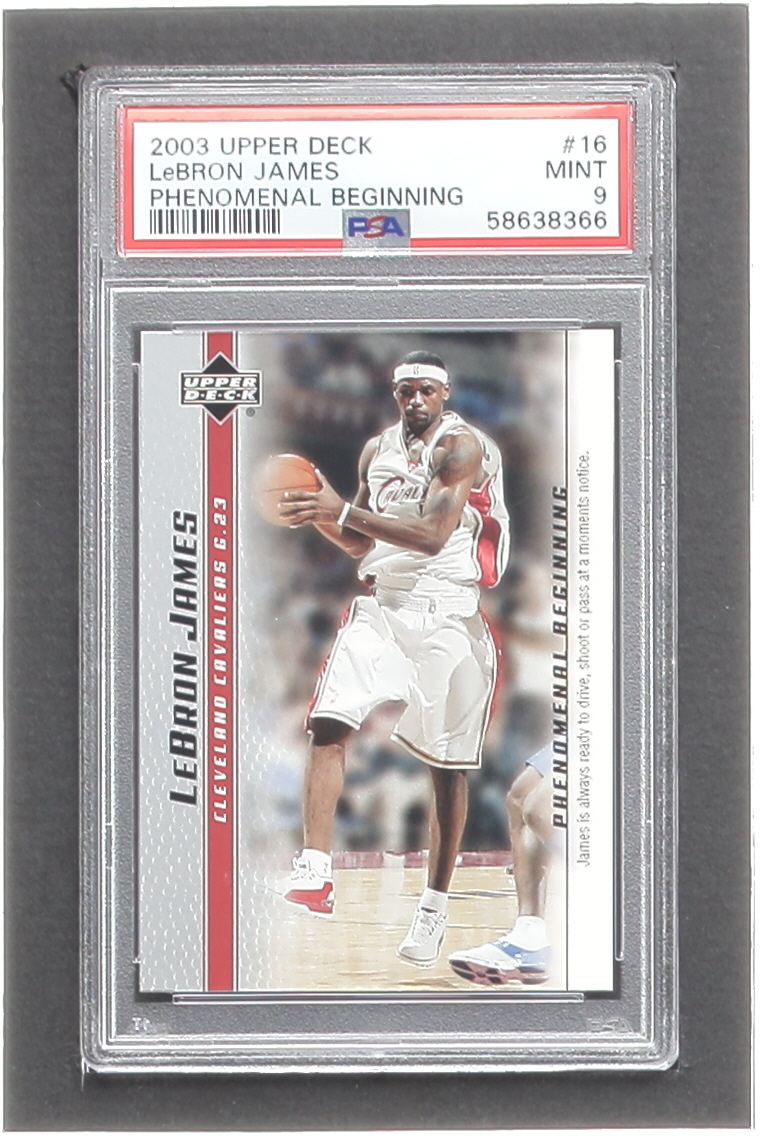 LeBron James 2003-04 Upper Deck Phenomenal Beginning LeBron James #16 RC / James is Always Ready (PSA 9) at PristineAuction.com LeBron James 2003-04 Upper Deck Phenomenal Beginning LeBron James #16 RC / James is Always Ready (PSA 9) at PristineAuction.com