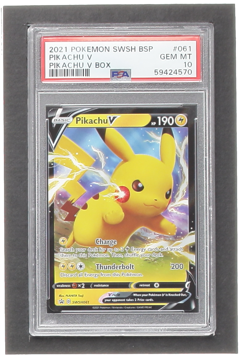 Pikachu V 2019-22 Pokemon Sword and Shield Black Star Promos #SWSH061 (PSA 10) at PristineAuction.com Pikachu V 2019-22 Pokemon Sword and Shield Black Star Promos #SWSH061 (PSA 10) at PristineAuction.com
