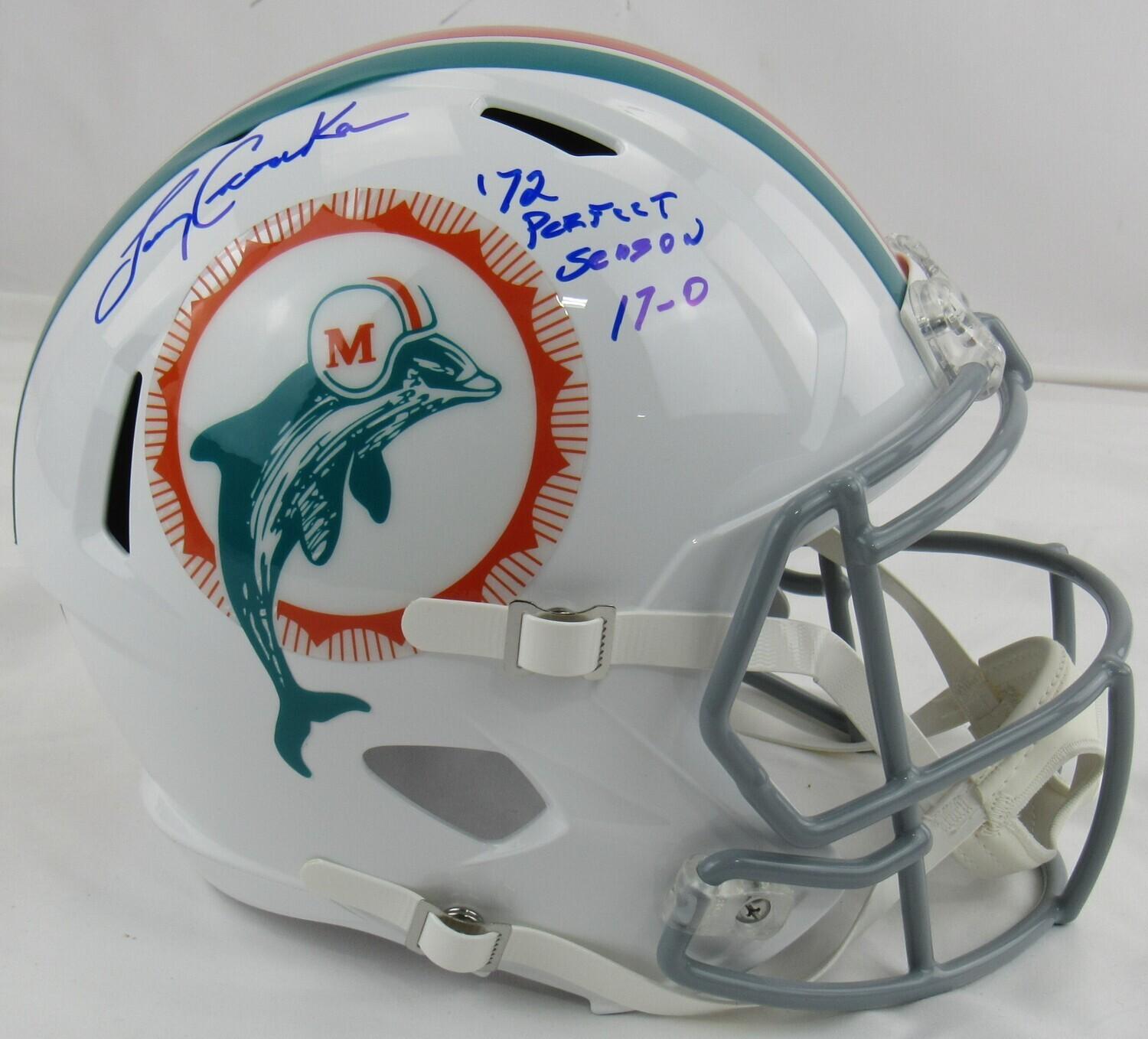 Larry Csonka Signed Dolphins Speed Helmet Inscribed "72 Perfect Season 17-0" (JSA) at PristineAuction.com Larry Csonka Signed Dolphins Speed Helmet Inscribed "72 Perfect Season 17-0" (JSA) at PristineAuction.com