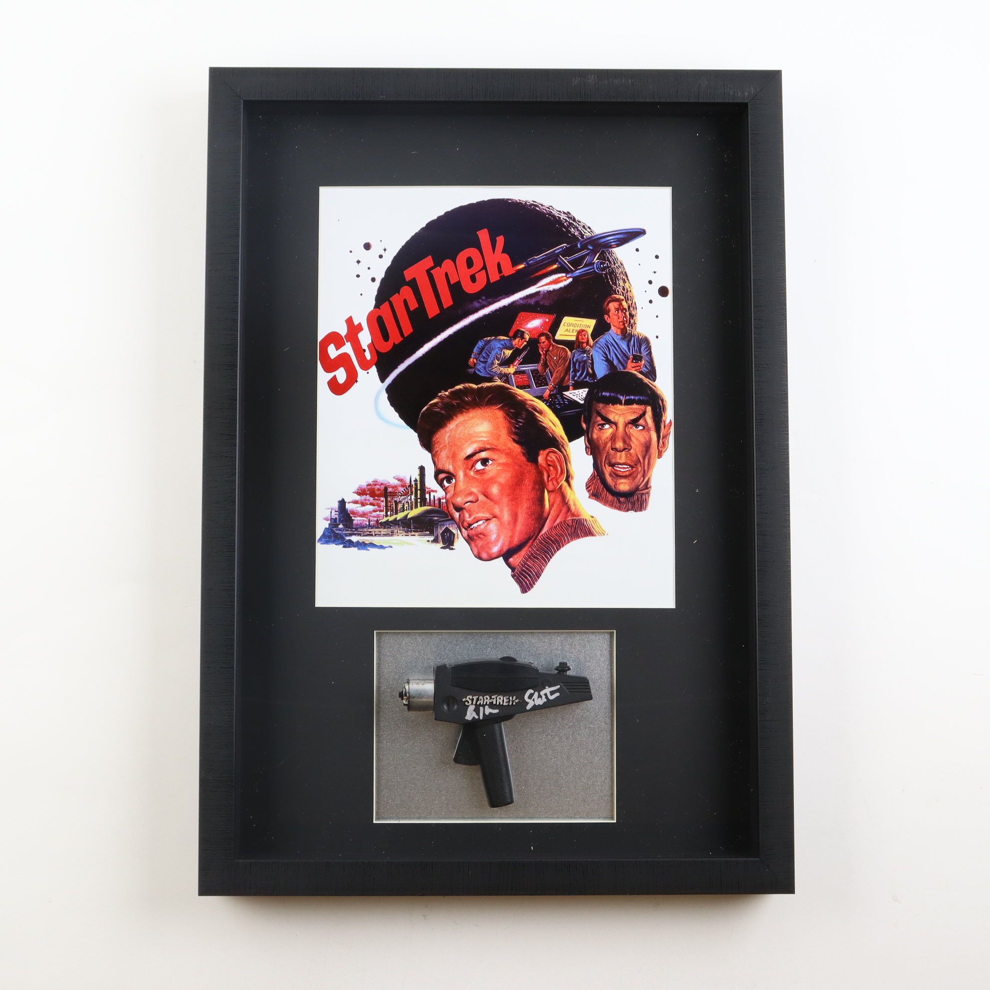 William Shatner Signed Custom Shadowboxed "Star Trek" Classic Phaser Display (JSA) at PristineAuction.com William Shatner Signed Custom Shadowboxed "Star Trek" Classic Phaser Display (JSA) at PristineAuction.com