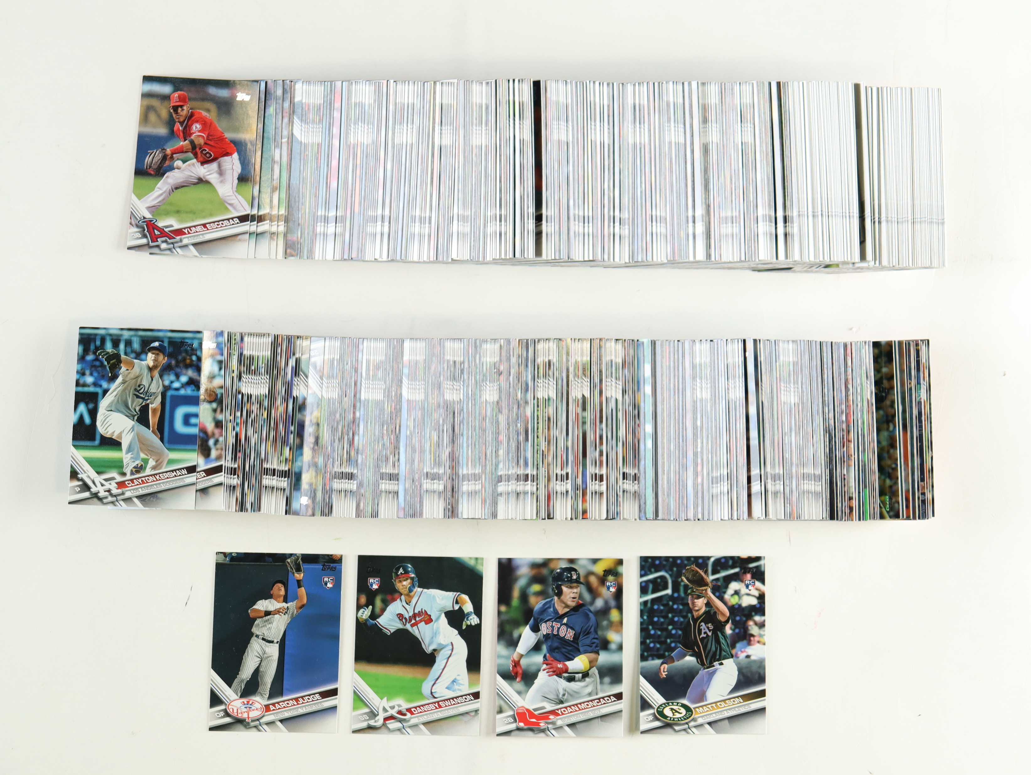 2017 Topps Complete Set of (700) Baseball Cards with Aaron Judge #287 RC, Dansby Swanson #87 RC, Yoan Moncada #210 RC, Matt Olson #476 RC at PristineAuction.com 2017 Topps Complete Set of (700) Baseball Cards with Aaron Judge #287 RC, Dansby Swanson #87 RC, Yoan Moncada #210 RC, Matt Olson #476 RC at PristineAuction.com