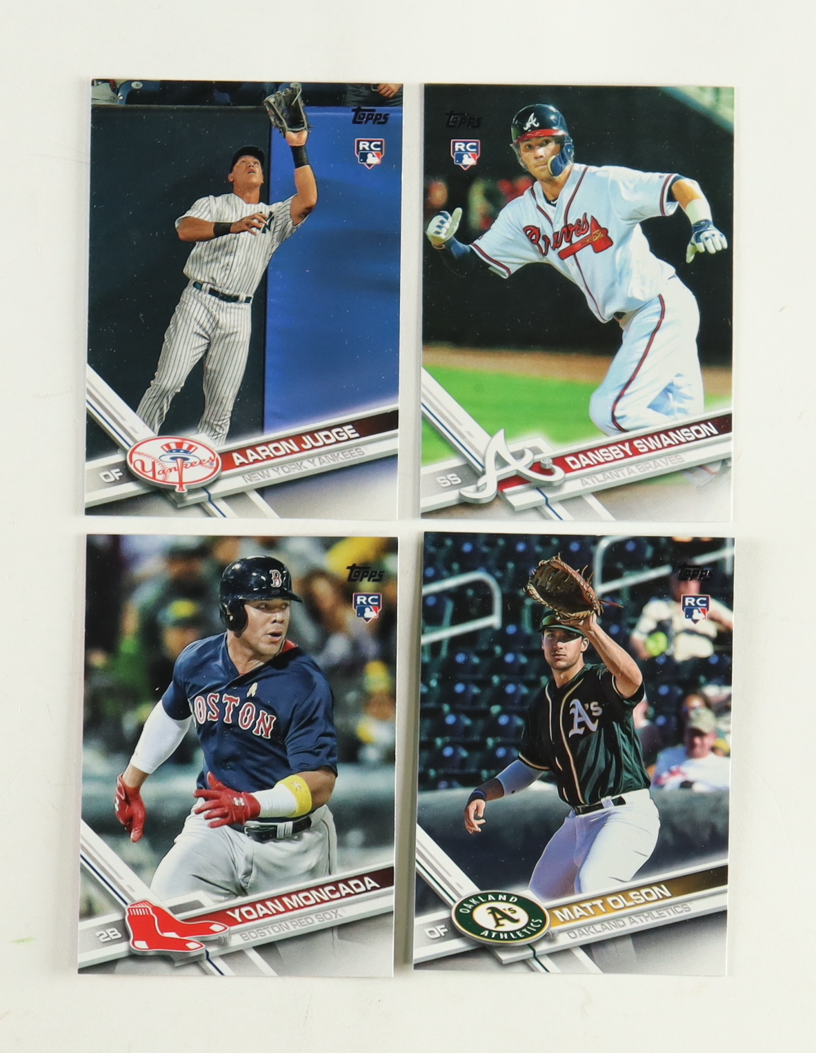 2017 Topps Complete Set of (700) Baseball Cards with Aaron Judge #287 RC, Dansby Swanson #87 RC, Yoan Moncada #210 RC, Matt Olson #476 RC at PristineAuction.com 2017 Topps Complete Set of (700) Baseball Cards with Aaron Judge #287 RC, Dansby Swanson #87 RC, Yoan Moncada #210 RC, Matt Olson #476 RC at PristineAuction.com