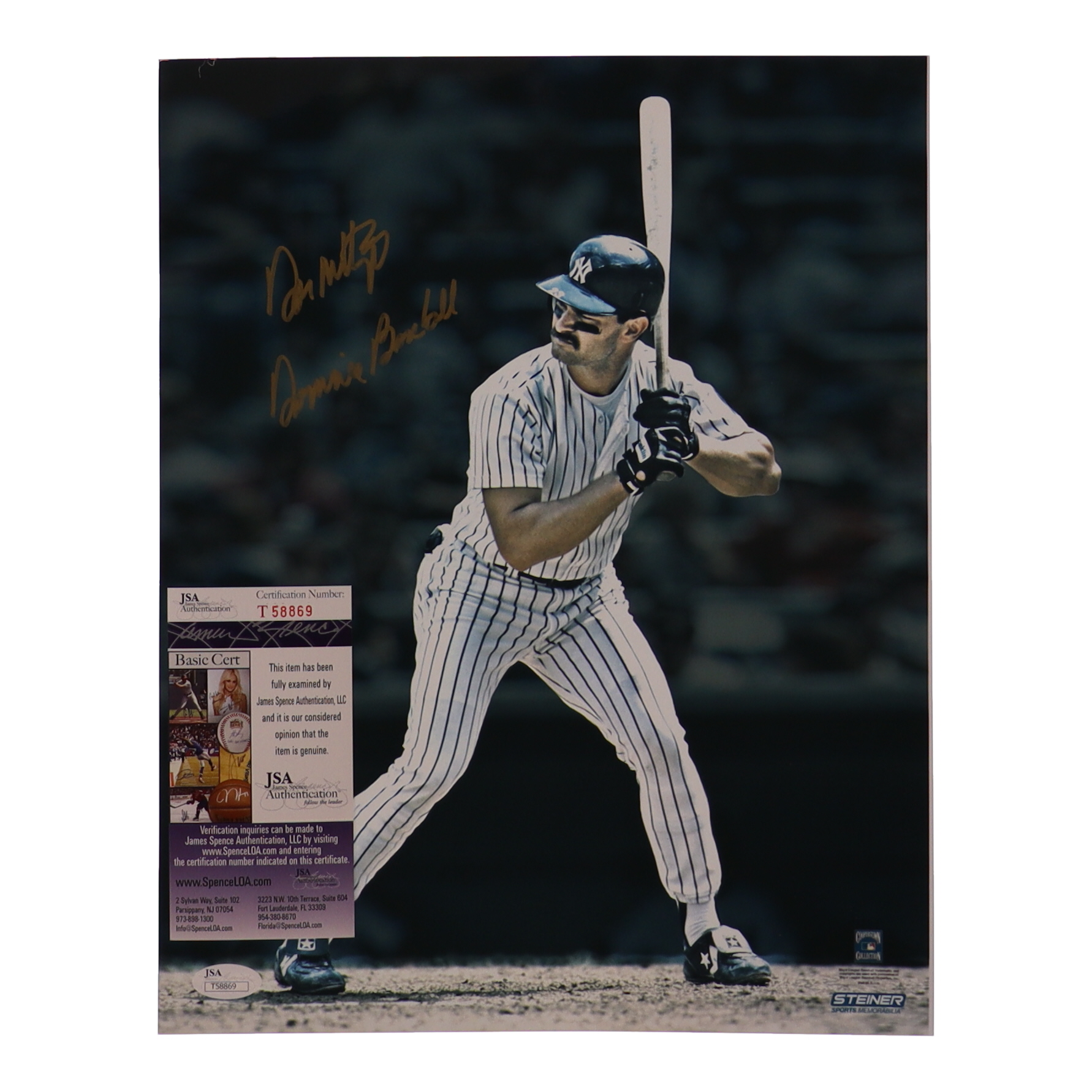 Don Mattingly Signed Yankees 11x14 Photo Inscribed "Donnie Baseball" (JSA) at PristineAuction.com Don Mattingly Signed Yankees 11x14 Photo Inscribed "Donnie Baseball" (JSA) at PristineAuction.com
