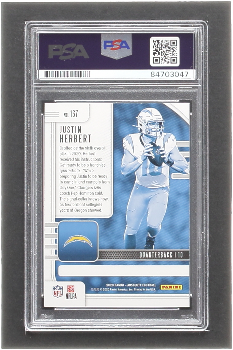 Justin Herbert Signed 2020 Absolute #167 RC (PSA | Autograph Graded 10) at PristineAuction.com Justin Herbert Signed 2020 Absolute #167 RC (PSA | Autograph Graded 10) at PristineAuction.com