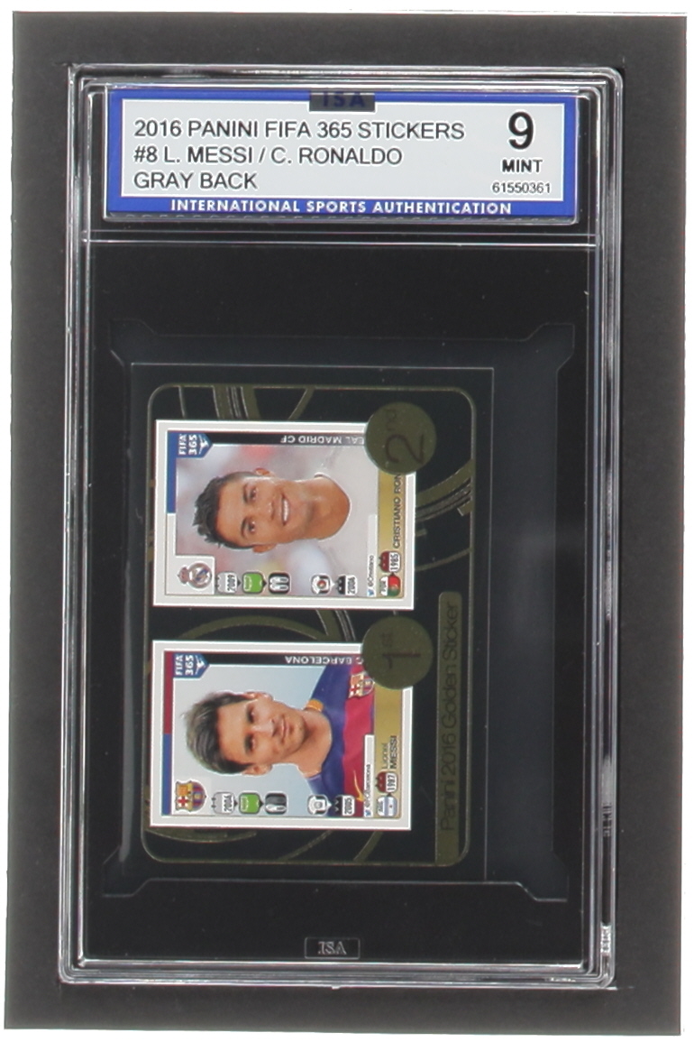 Lionel Messi / Cristiano Ronaldo 2016-17 Panini FIFA 365 Stickers #8 (ISA 9) at PristineAuction.com Lionel Messi / Cristiano Ronaldo 2016-17 Panini FIFA 365 Stickers #8 (ISA 9) at PristineAuction.com