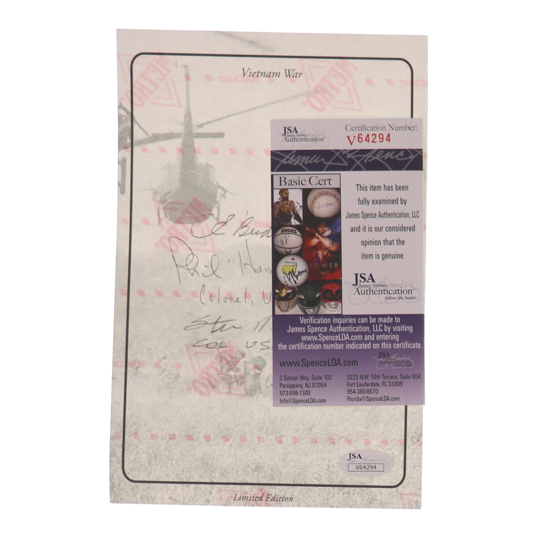 Vietnam War Cut Signed by (4) with Bud Anderson, Phil Haudley, Steve Pisanos & Abner Aust with Military Rank Inscriptions (JSA) at PristineAuction.com Vietnam War Cut Signed by (4) with Bud Anderson, Phil Haudley, Steve Pisanos & Abner Aust with Military Rank Inscriptions (JSA) at PristineAuction.com