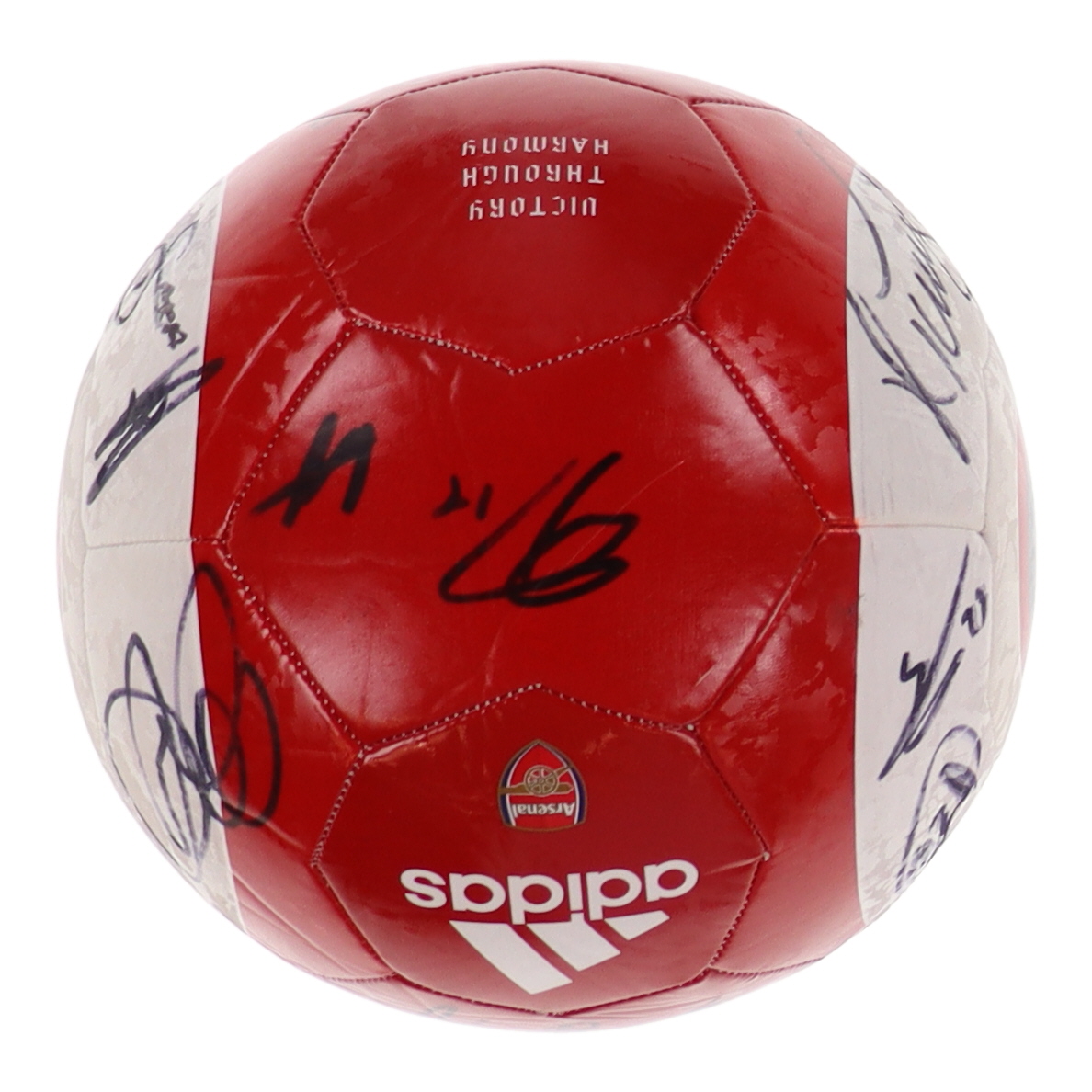 2022 Arsenal Logo Soccer Ball Team-Signed by (20) with Pablo Mari, Bukayo Saka, Nuno Tavares, Gabriel Martinelli (Beckett) at PristineAuction.com 2022 Arsenal Logo Soccer Ball Team-Signed by (20) with Pablo Mari, Bukayo Saka, Nuno Tavares, Gabriel Martinelli (Beckett) at PristineAuction.com