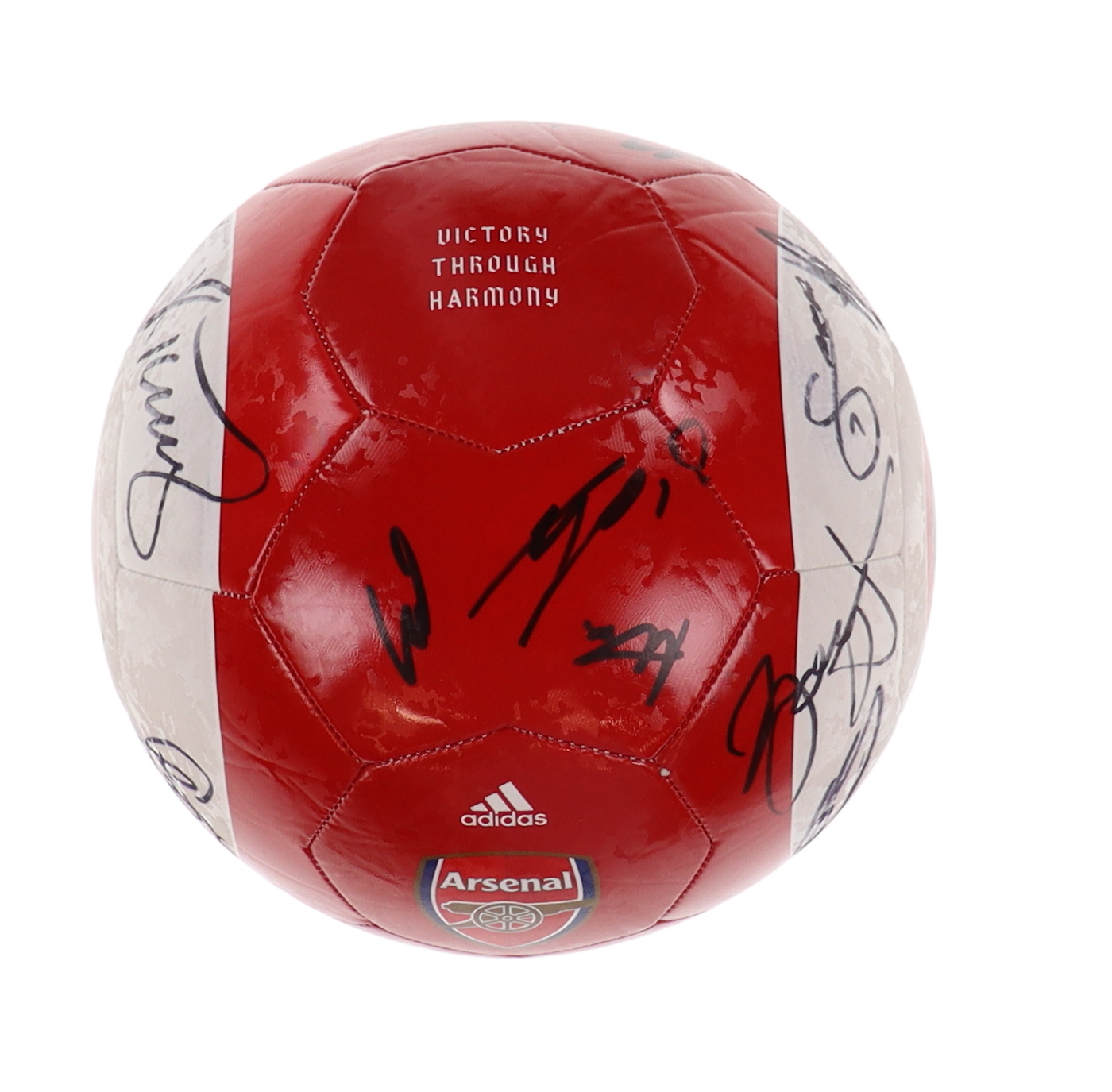 2022 Arsenal Logo Soccer Ball Team-Signed by (20) with Pablo Mari, Bukayo Saka, Nuno Tavares, Gabriel Martinelli (Beckett) at PristineAuction.com 2022 Arsenal Logo Soccer Ball Team-Signed by (20) with Pablo Mari, Bukayo Saka, Nuno Tavares, Gabriel Martinelli (Beckett) at PristineAuction.com