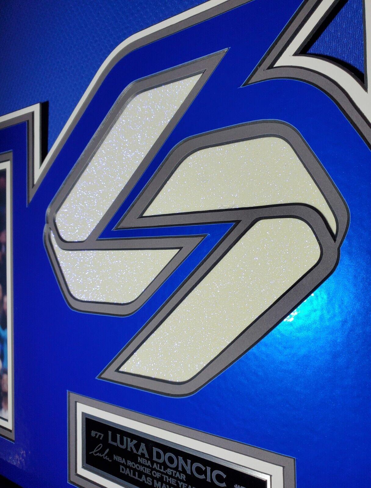 Luka Doncic Signed 33x42 Custom Framed Jersey Display (Fanatics) at PristineAuction.com Luka Doncic Signed 33x42 Custom Framed Jersey Display (Fanatics) at PristineAuction.com