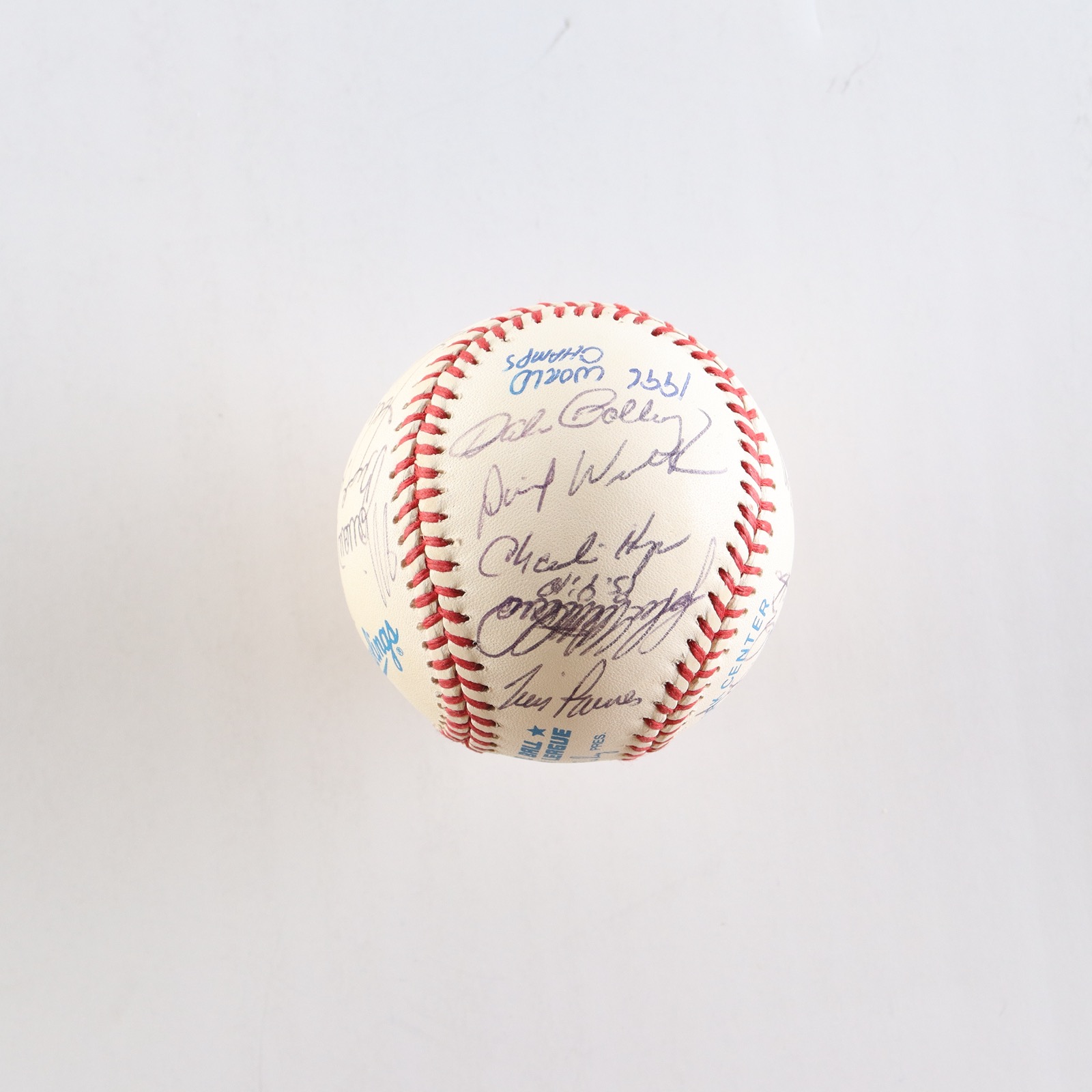 1996 Yankees OAL Baseball Signed by (22) with Derek Jeter, Mariano Rivera, Andy Pettitte, Bernie Williams Inscribed "1996 World Champs" with Display Case (PSA) at PristineAuction.com 1996 Yankees OAL Baseball Signed by (22) with Derek Jeter, Mariano Rivera, Andy Pettitte, Bernie Williams Inscribed "1996 World Champs" with Display Case (PSA) at PristineAuction.com