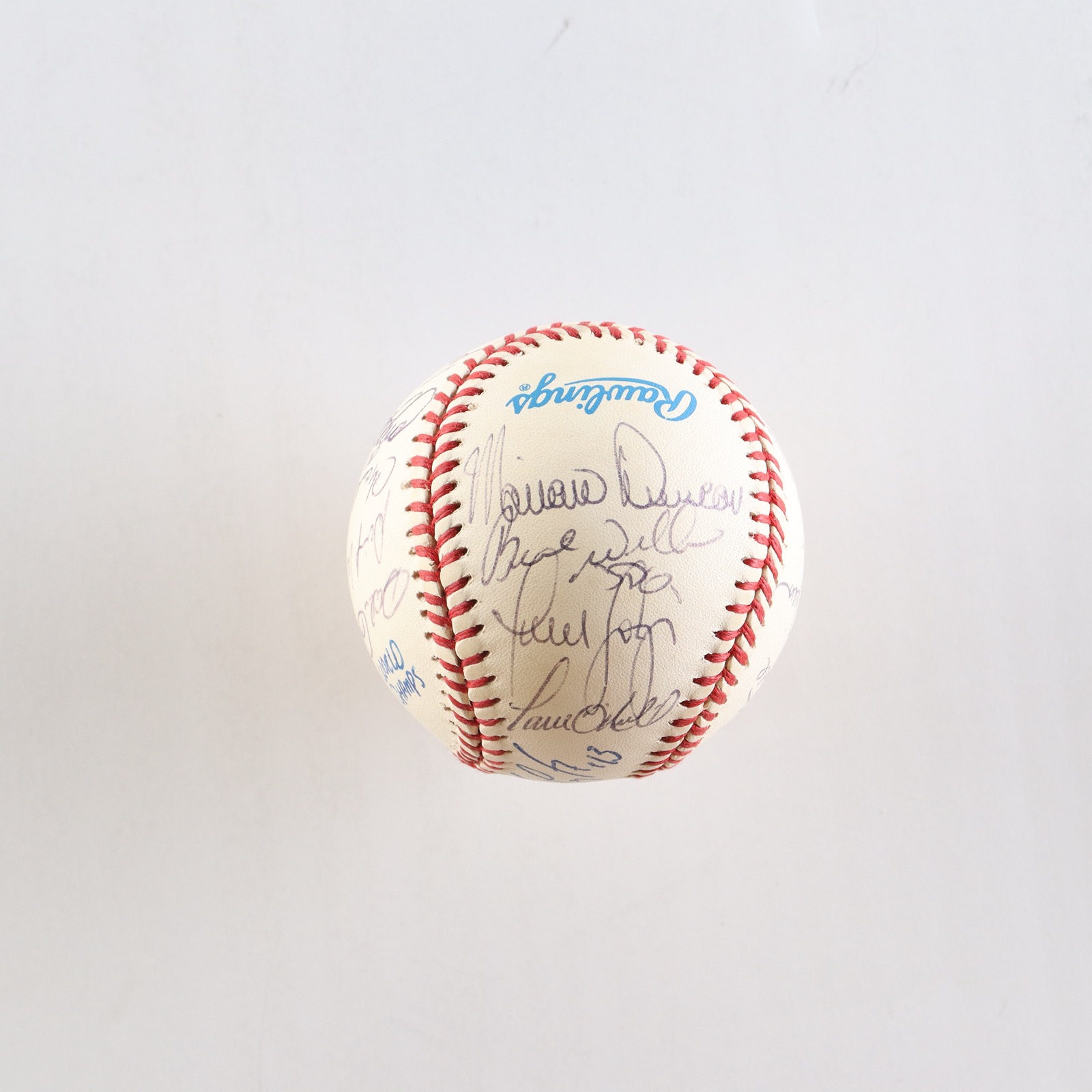 1996 Yankees OAL Baseball Signed by (22) with Derek Jeter, Mariano Rivera, Andy Pettitte, Bernie Williams Inscribed "1996 World Champs" with Display Case (PSA) at PristineAuction.com 1996 Yankees OAL Baseball Signed by (22) with Derek Jeter, Mariano Rivera, Andy Pettitte, Bernie Williams Inscribed "1996 World Champs" with Display Case (PSA) at PristineAuction.com