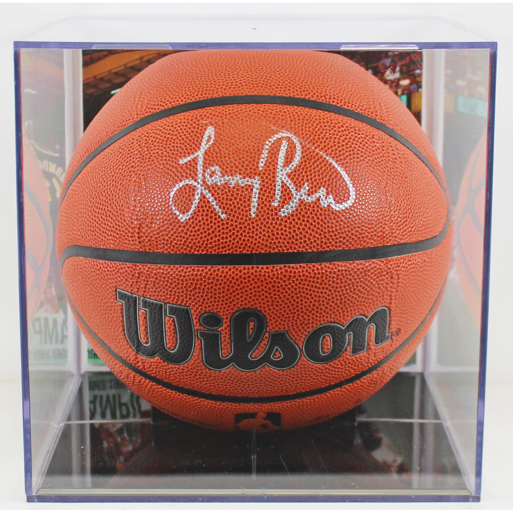 Larry Bird Signed Basketball with Display Case (Beckett) Pristine Auction