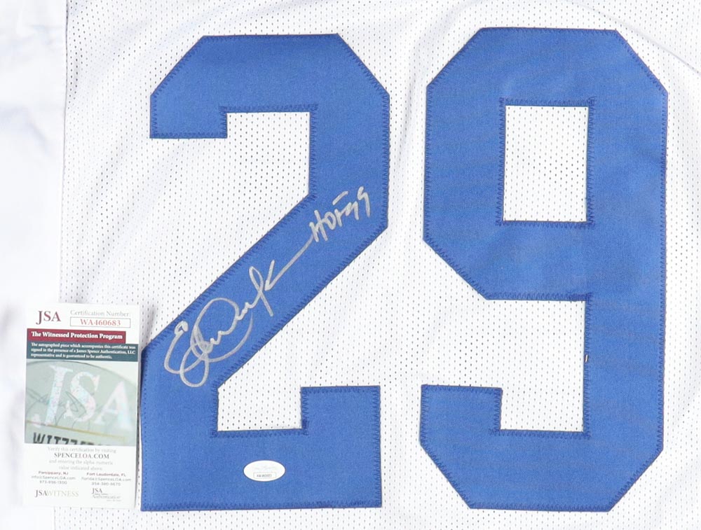 Eric Dickerson Signed Rams Career Highlight Stat Jersey Inscribed "HOF 99" (JSA) at PristineAuction.com Eric Dickerson Signed Rams Career Highlight Stat Jersey Inscribed "HOF 99" (JSA) at PristineAuction.com
