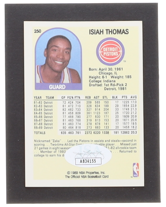 Isiah Thomas Signed 1989-90 Hoops #250 (JSA) at PristineAuction.com Isiah Thomas Signed 1989-90 Hoops #250 (JSA) at PristineAuction.com