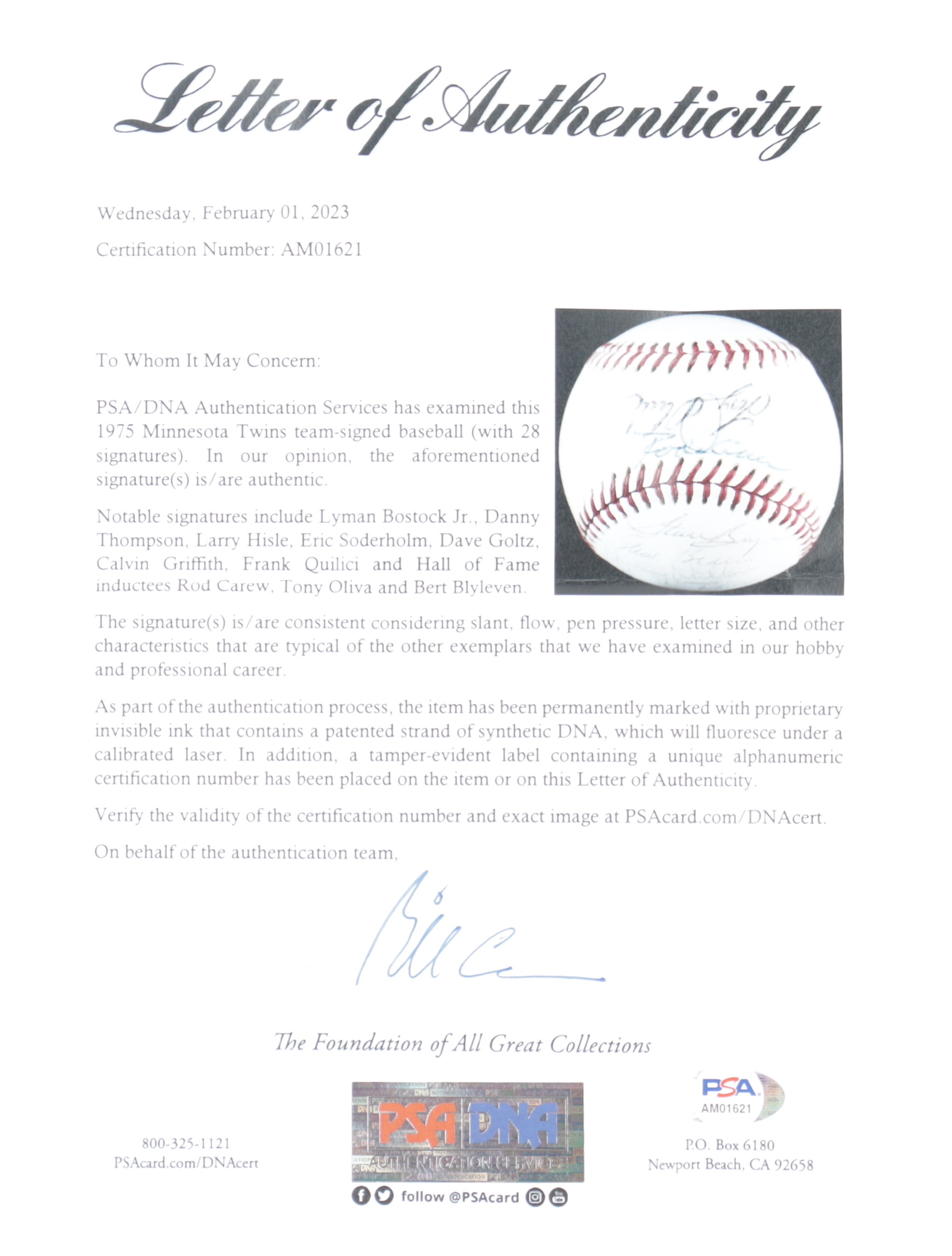 1975 Twins Spalding Baseball Signed by (28) with Lyman Bostock Jr., Danny Thompson, Larry Hisle, Eric Soderholm (PSA) at PristineAuction.com 1975 Twins Spalding Baseball Signed by (28) with Lyman Bostock Jr., Danny Thompson, Larry Hisle, Eric Soderholm (PSA) at PristineAuction.com