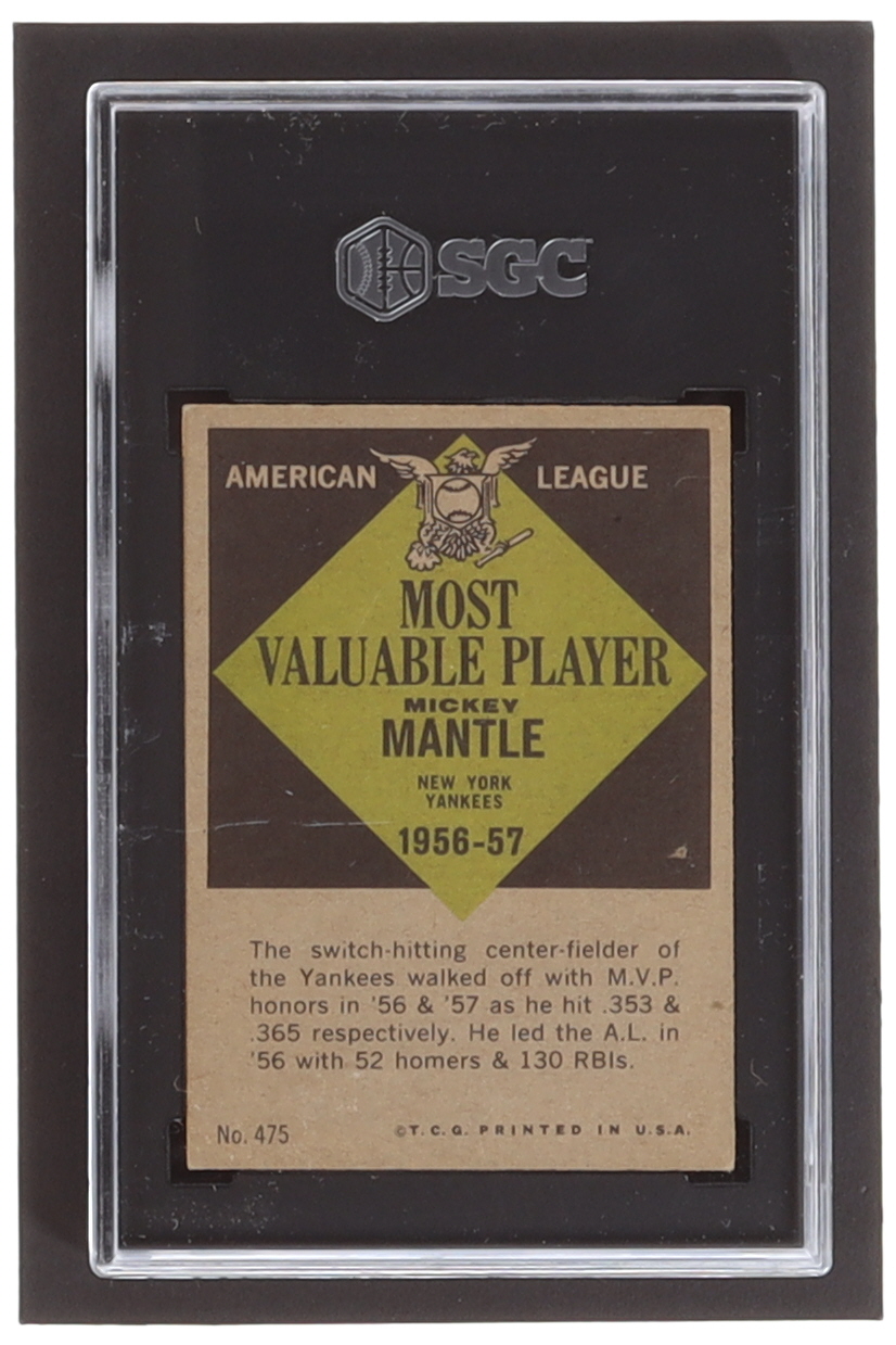 Mickey Mantle 1961 Topps #475 MVP (SGC 5) at PristineAuction.com Mickey Mantle 1961 Topps #475 MVP (SGC 5) at PristineAuction.com
