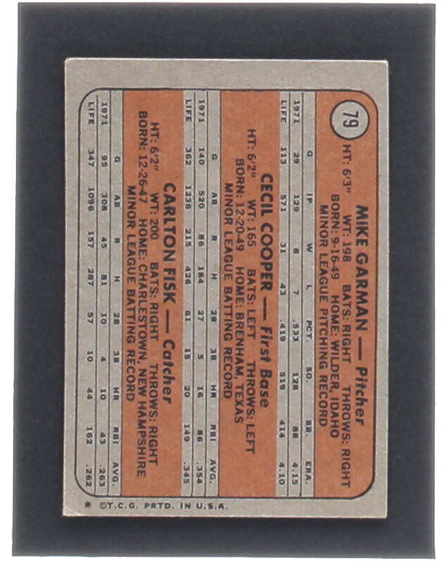 Mike Garman / Cecil Cooper / Carlton Fisk 1972 Topps #79 Rookie Stars RC at PristineAuction.com Mike Garman / Cecil Cooper / Carlton Fisk 1972 Topps #79 Rookie Stars RC at PristineAuction.com