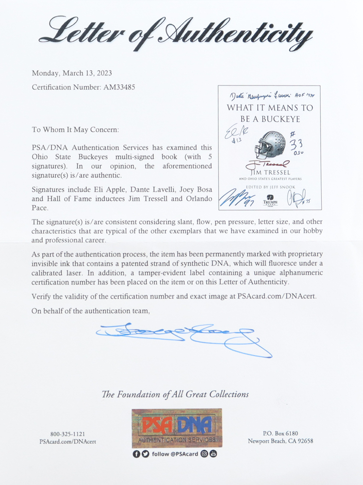 "What It Means To Be A Buckeye" Hardcover Book signed by (5) with Eli