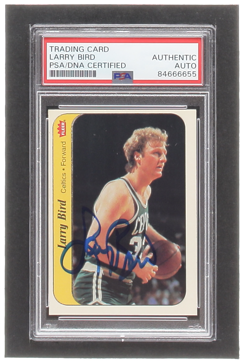 Larry Bird Signed 1986-87 Fleer Stickers #2 (PSA) at PristineAuction.com Larry Bird Signed 1986-87 Fleer Stickers #2 (PSA) at PristineAuction.com