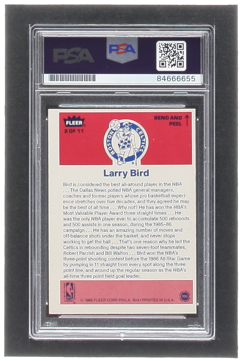 Larry Bird Signed 1986-87 Fleer Stickers #2 (PSA) at PristineAuction.com Larry Bird Signed 1986-87 Fleer Stickers #2 (PSA) at PristineAuction.com