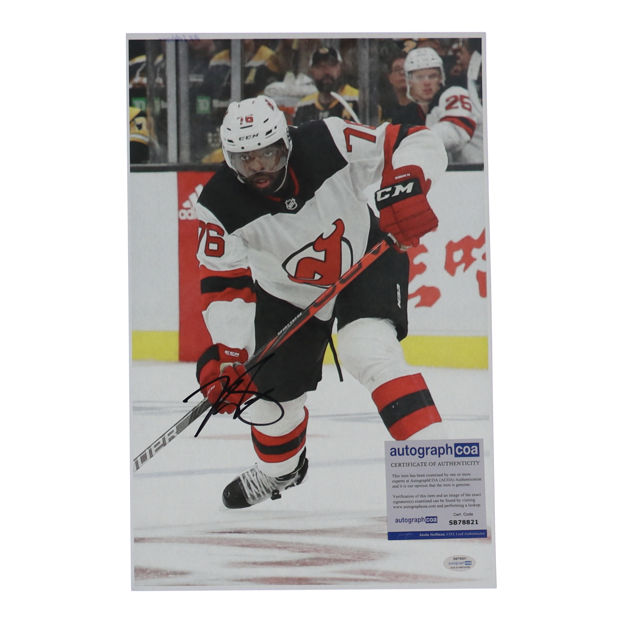 P. K. Subban Signed Devils 11x17 Photo (AutographCOA) at PristineAuction.com P. K. Subban Signed Devils 11x17 Photo (AutographCOA) at PristineAuction.com