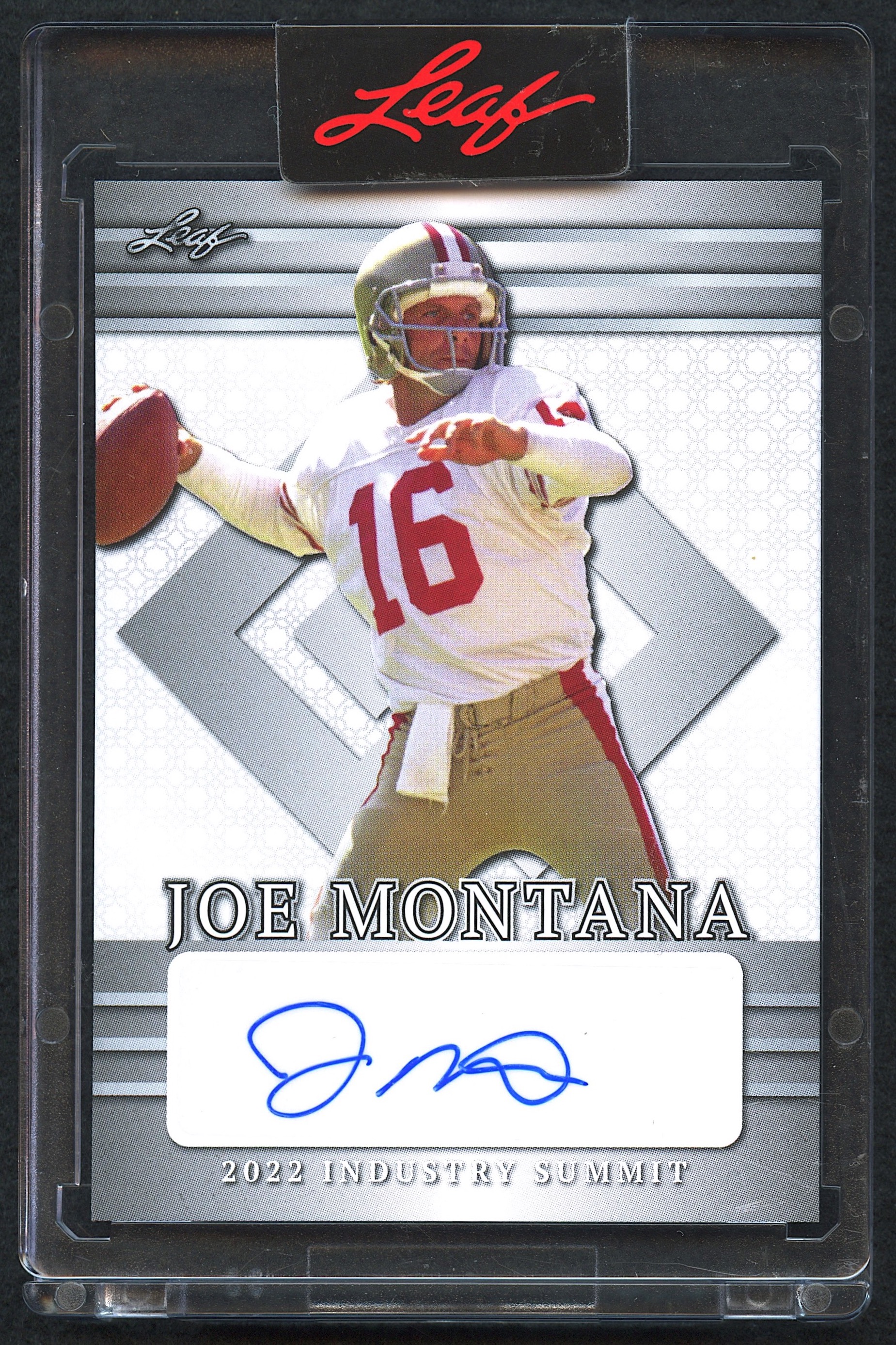 Joe Montana 2022 Leaf Industry Summit Autograph Silver (Leaf Encapsulated) at PristineAuction.com Joe Montana 2022 Leaf Industry Summit Autograph Silver (Leaf Encapsulated) at PristineAuction.com