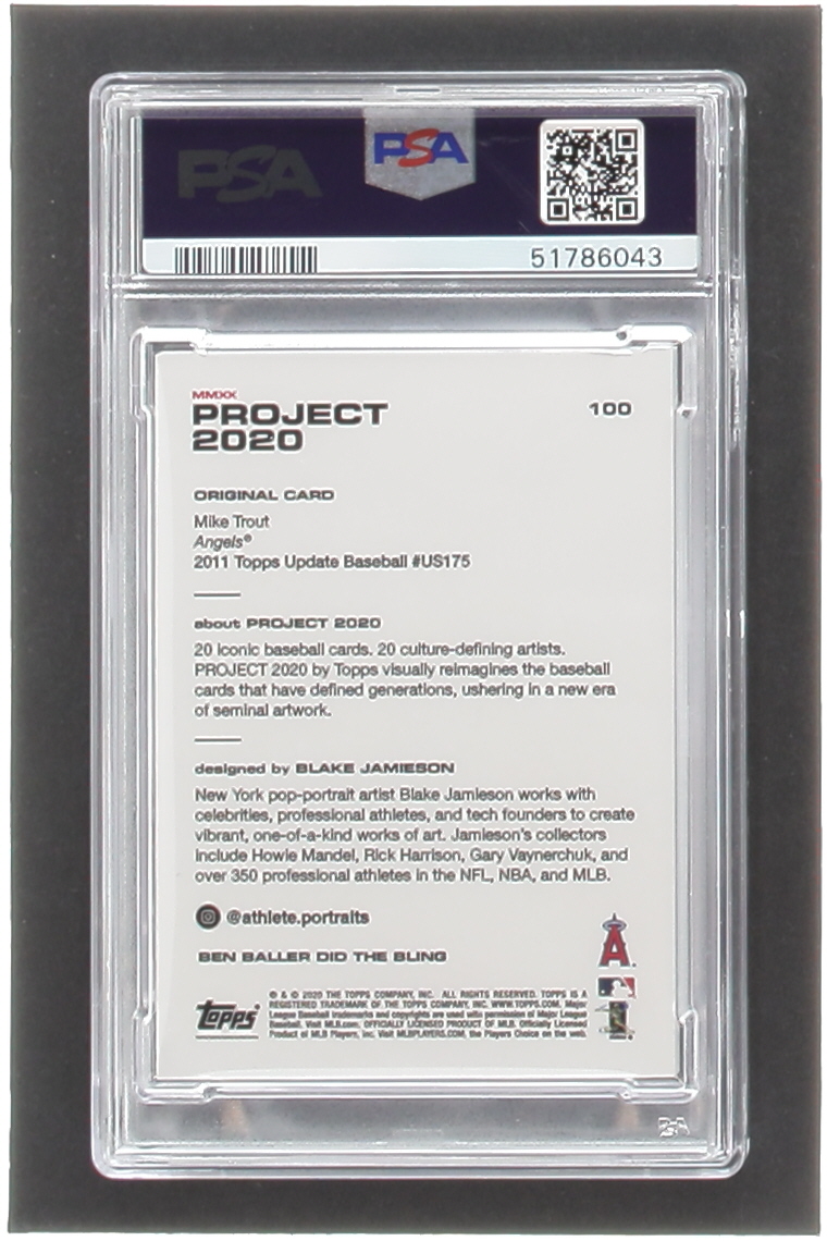 Mike Trout 2020 Topps Project 2020 #100 / Blake Jamieson / Blake Baller (PSA 9) at PristineAuction.com Mike Trout 2020 Topps Project 2020 #100 / Blake Jamieson / Blake Baller (PSA 9) at PristineAuction.com