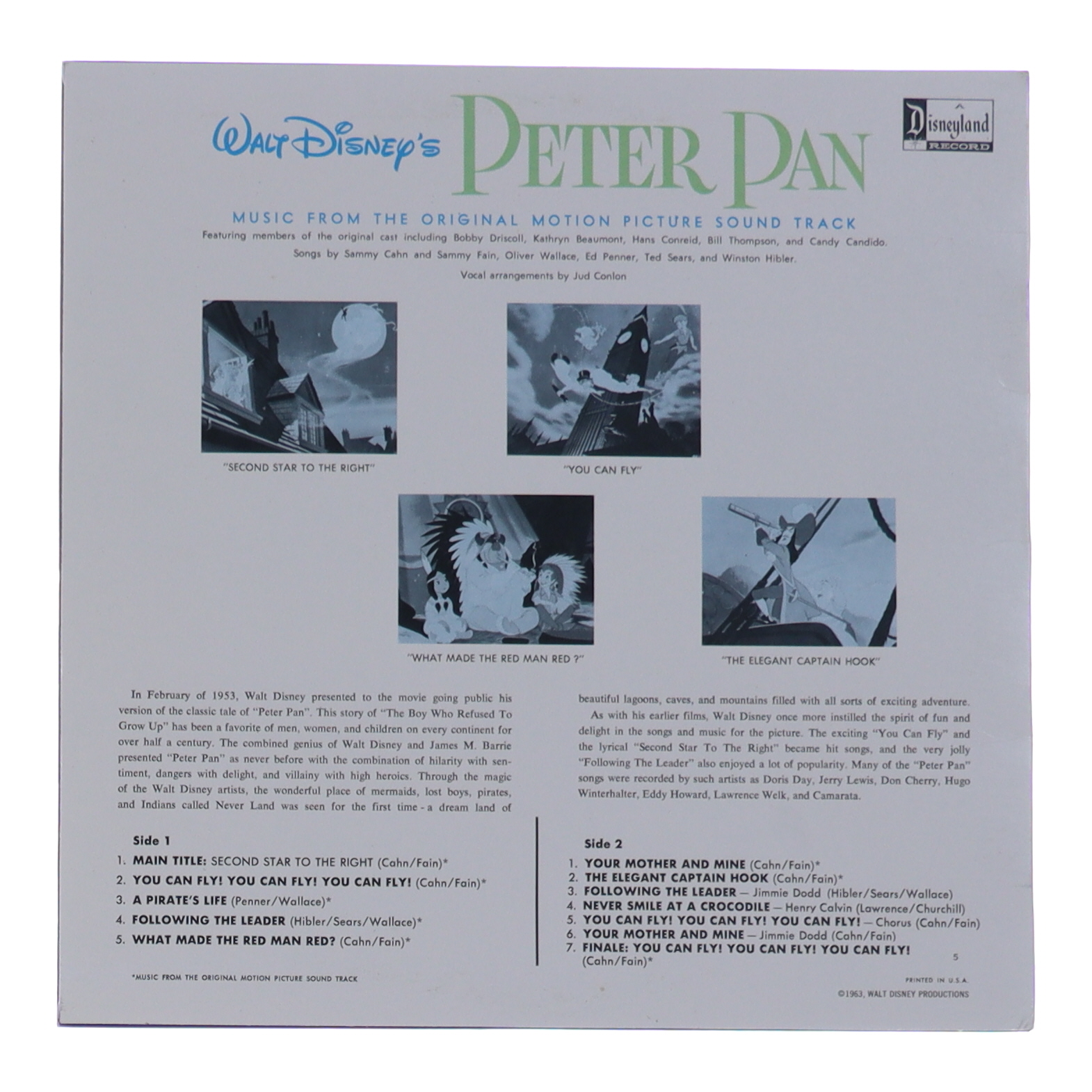 1963 Walt Disney's "Peter Pan" Original Motion Picture Sound Track Vinyl Record Album at PristineAuction.com 1963 Walt Disney's "Peter Pan" Original Motion Picture Sound Track Vinyl Record Album at PristineAuction.com