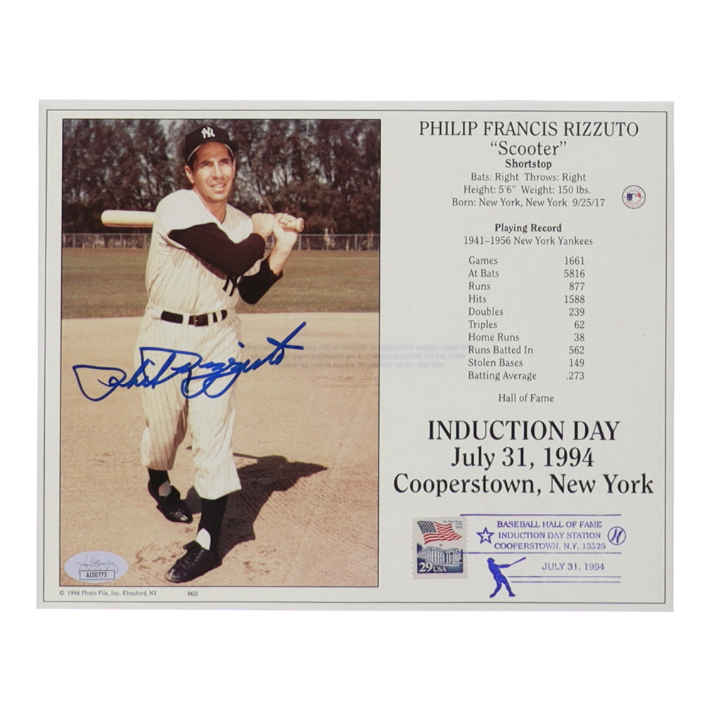 Phil Rizzuto Signed Yankees 8x10 Photo (JSA) Pristine Auction