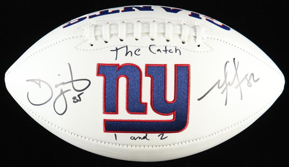 David Tyree & Mario Manningham Signed Giants Logo Football Inscribed "The Catch 1 & 2" (JSA) at PristineAuction.com David Tyree & Mario Manningham Signed Giants Logo Football Inscribed "The Catch 1 & 2" (JSA) at PristineAuction.com