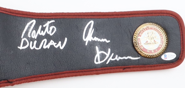 Roberto Duran, Tommy Hearns & Sugar Ray Leonard Signed World Boxing Association Belt (Beckett) at PristineAuction.com Roberto Duran, Tommy Hearns & Sugar Ray Leonard Signed World Boxing Association Belt (Beckett) at PristineAuction.com