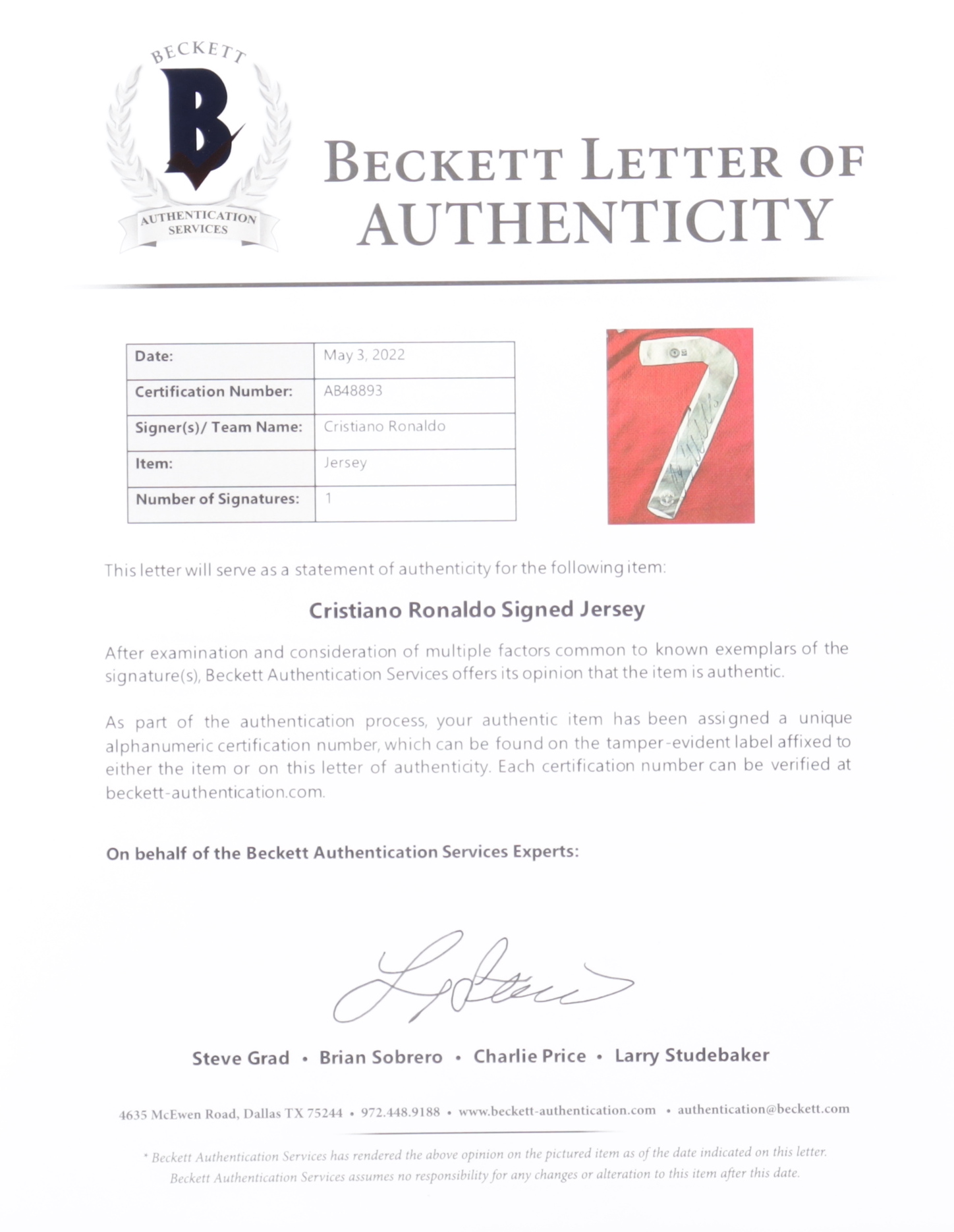 Cristiano Ronaldo Signed Manchester United Jersey (Beckett) at PristineAuction.com Cristiano Ronaldo Signed Manchester United Jersey (Beckett) at PristineAuction.com