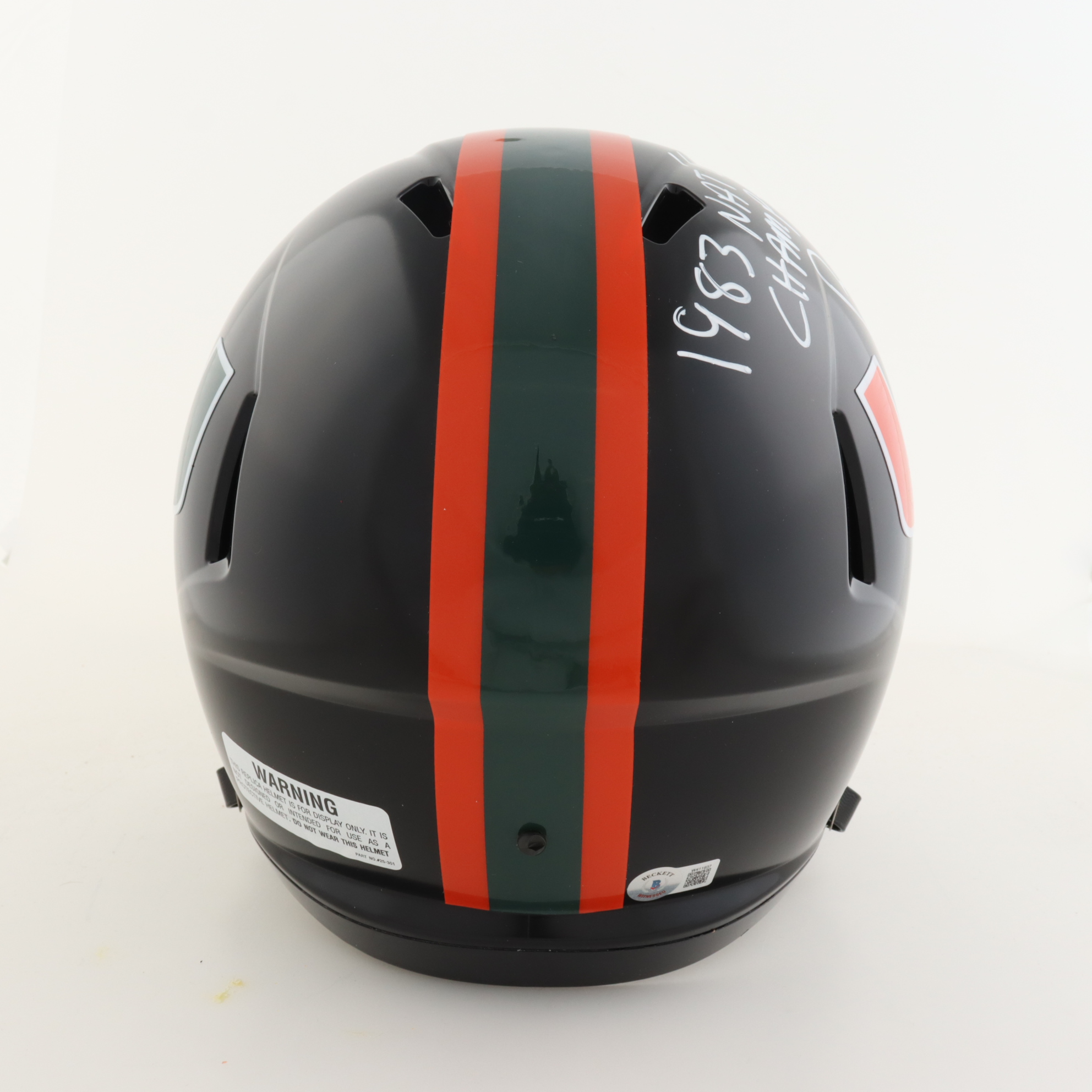 Bernie Kosar Signed Miami Hurricanes Full-Size Speed Helmet Inscribed "1983 Nat'l Champs" (Beckett) at PristineAuction.com Bernie Kosar Signed Miami Hurricanes Full-Size Speed Helmet Inscribed "1983 Nat'l Champs" (Beckett) at PristineAuction.com