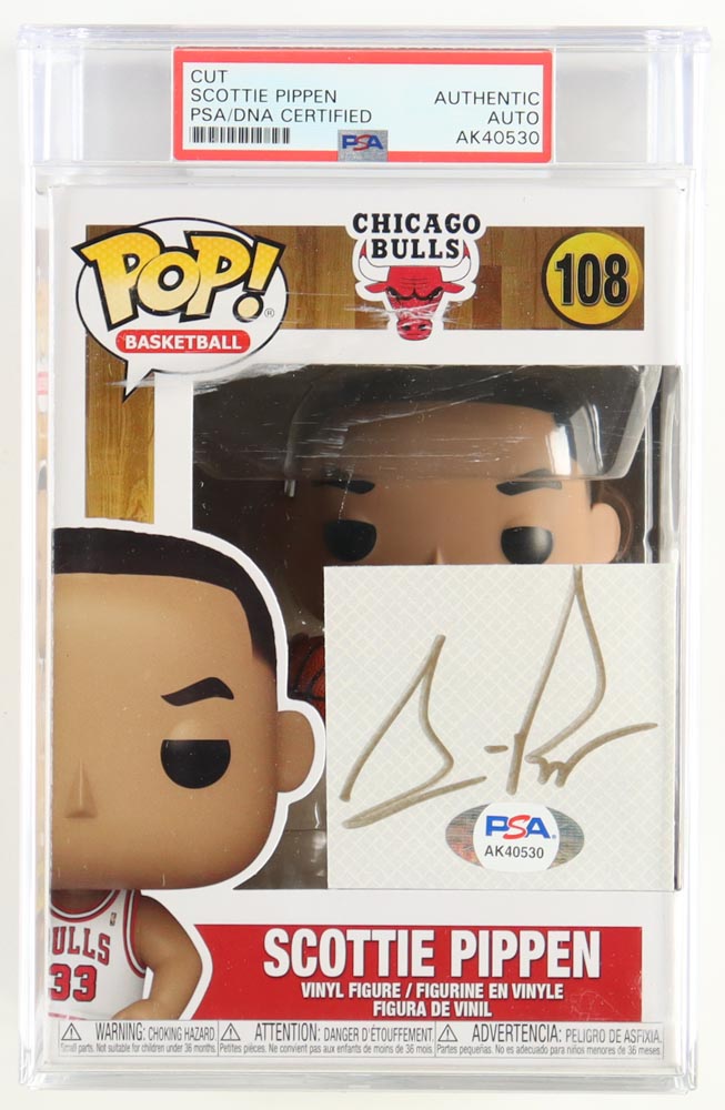Scottie Pippen Signed Cut with Basketball #108 Chicago Bulls Funko Pop! Vinyl Figure (PSA) at PristineAuction.com Scottie Pippen Signed Cut with Basketball #108 Chicago Bulls Funko Pop! Vinyl Figure (PSA) at PristineAuction.com