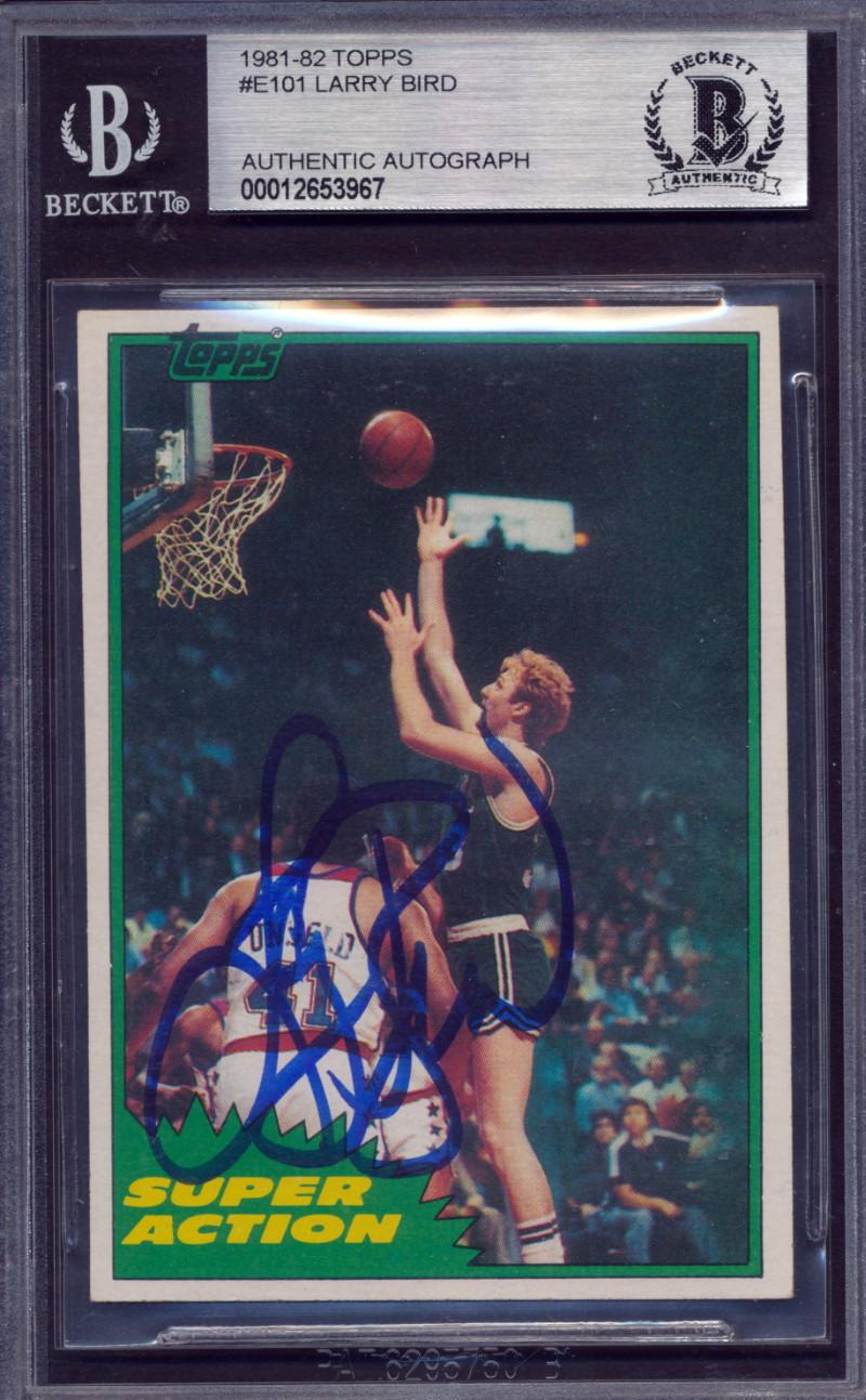 Larry Bird Signed 1981-82 Topps #E101 SA (BGS) at PristineAuction.com Larry Bird Signed 1981-82 Topps #E101 SA (BGS) at PristineAuction.com