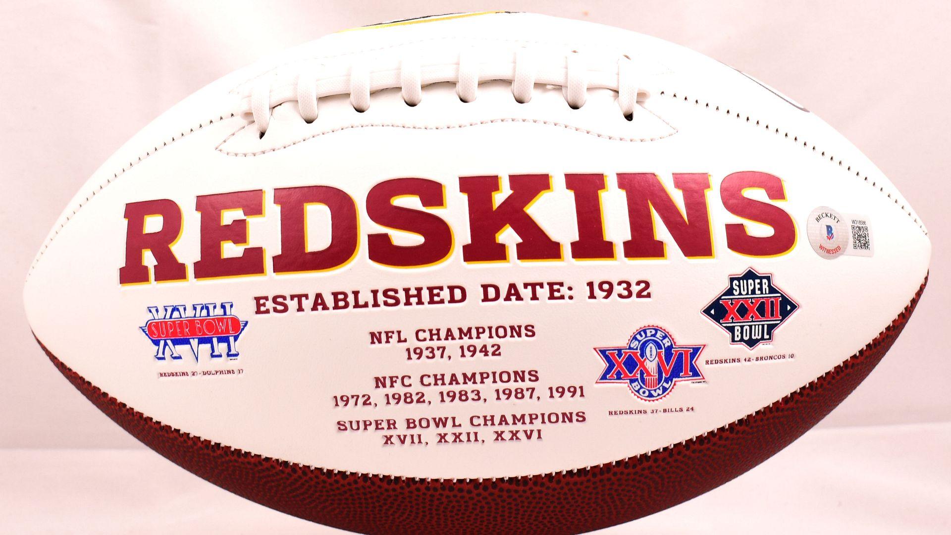 Joe Theismann Signed Redskins Football Inscribed "83 MVP" (Beckett) at PristineAuction.com Joe Theismann Signed Redskins Football Inscribed "83 MVP" (Beckett) at PristineAuction.com