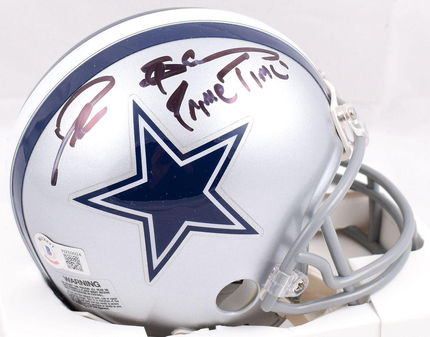 Deion Sanders Signed Cowboys Mini Helmet Inscribed "Prime Time" (Beckett) at PristineAuction.com Deion Sanders Signed Cowboys Mini Helmet Inscribed "Prime Time" (Beckett) at PristineAuction.com