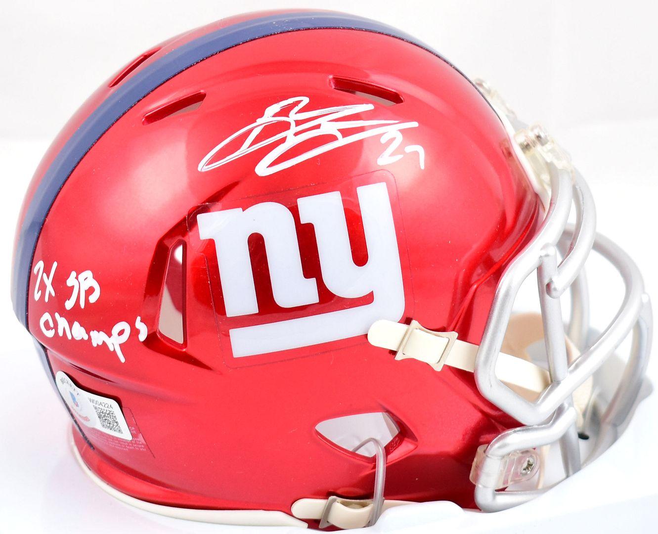Brandon Jacobs Signed Giants Flash Alternate Speed Mini Helmet Inscribed "2X SB Champs" (Beckett) at PristineAuction.com Brandon Jacobs Signed Giants Flash Alternate Speed Mini Helmet Inscribed "2X SB Champs" (Beckett) at PristineAuction.com