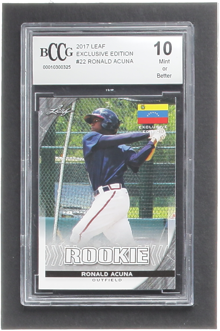 Ronald Acuna Jr. 2017 Leaf Special Release Rookie Exclusive Flag #22 RC (BCCG 10) at PristineAuction.com Ronald Acuna Jr. 2017 Leaf Special Release Rookie Exclusive Flag #22 RC (BCCG 10) at PristineAuction.com
