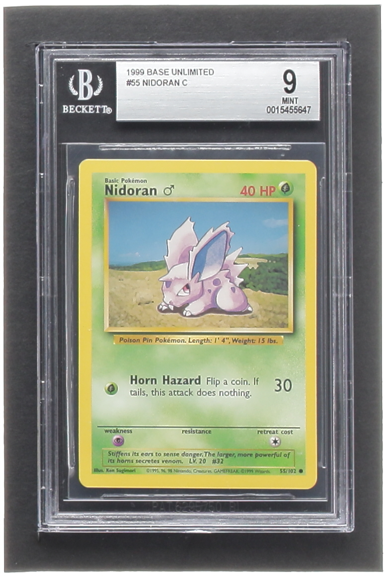 Nidoran M Pokemon 1999 Base Unlimited #55 (BGS 9) at PristineAuction.com Nidoran M Pokemon 1999 Base Unlimited #55 (BGS 9) at PristineAuction.com