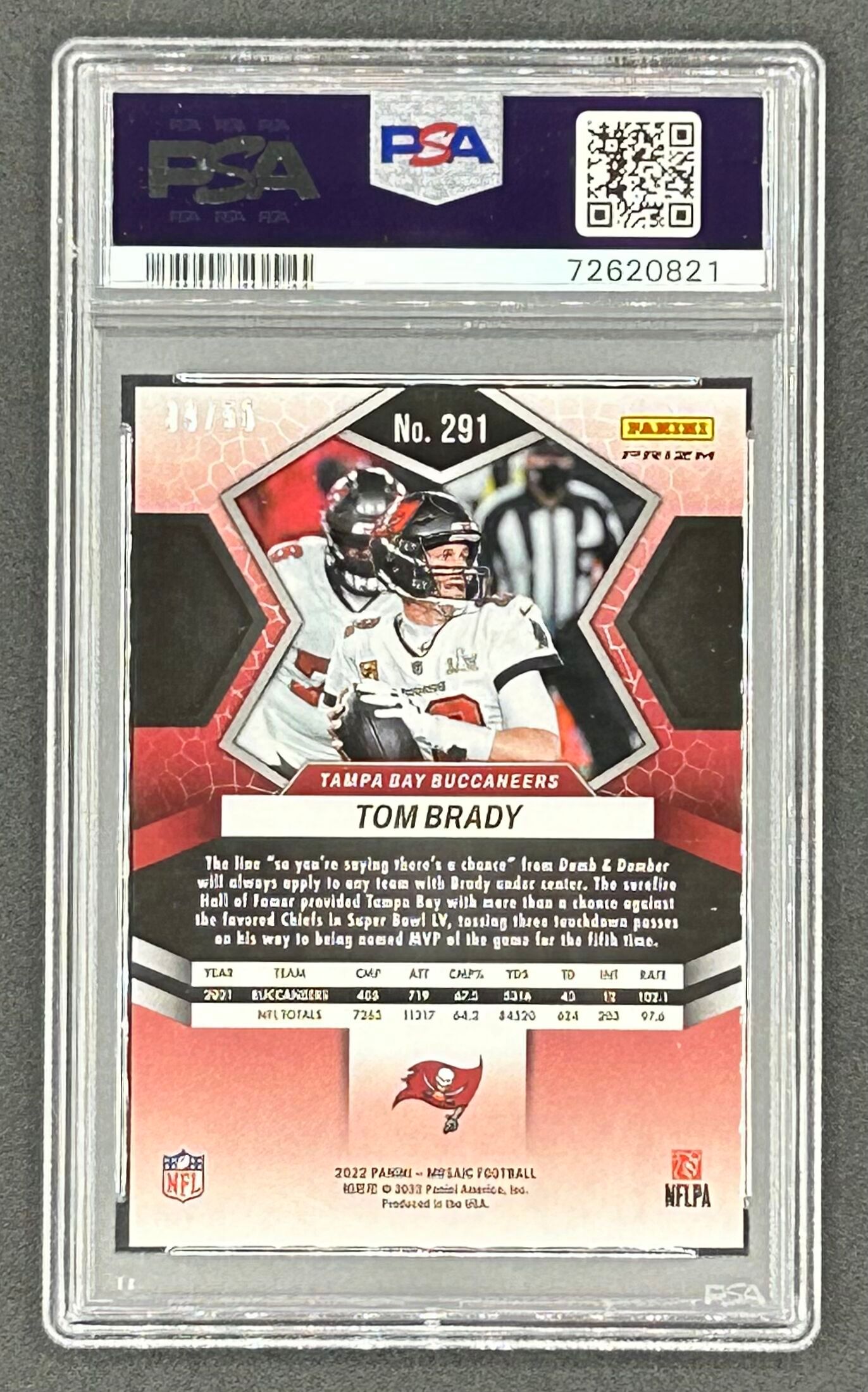 Tom Brady 2022 Panini Mosaic Mosaic No Huddle Purple #291 MVP #08/50 (PSA 9) at PristineAuction.com Tom Brady 2022 Panini Mosaic Mosaic No Huddle Purple #291 MVP #08/50 (PSA 9) at PristineAuction.com