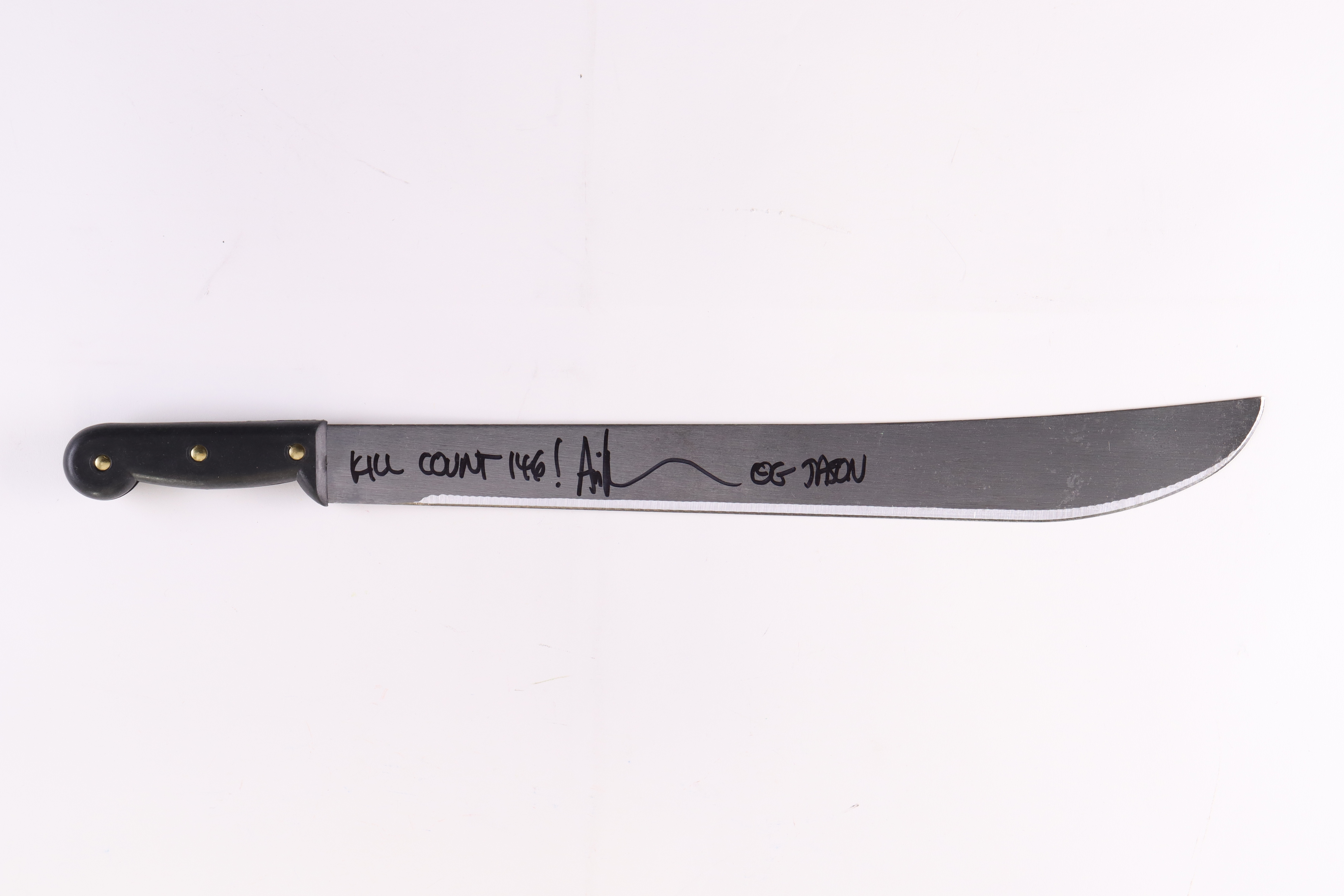 Ari Lehman Signed "Friday the 13th" Genuine 22" Steel Machete Inscribed "Kill Count 146!" & "The OG Jason" (PA COA) at PristineAuction.com Ari Lehman Signed "Friday the 13th" Genuine 22" Steel Machete Inscribed "Kill Count 146!" & "The OG Jason" (PA COA) at PristineAuction.com