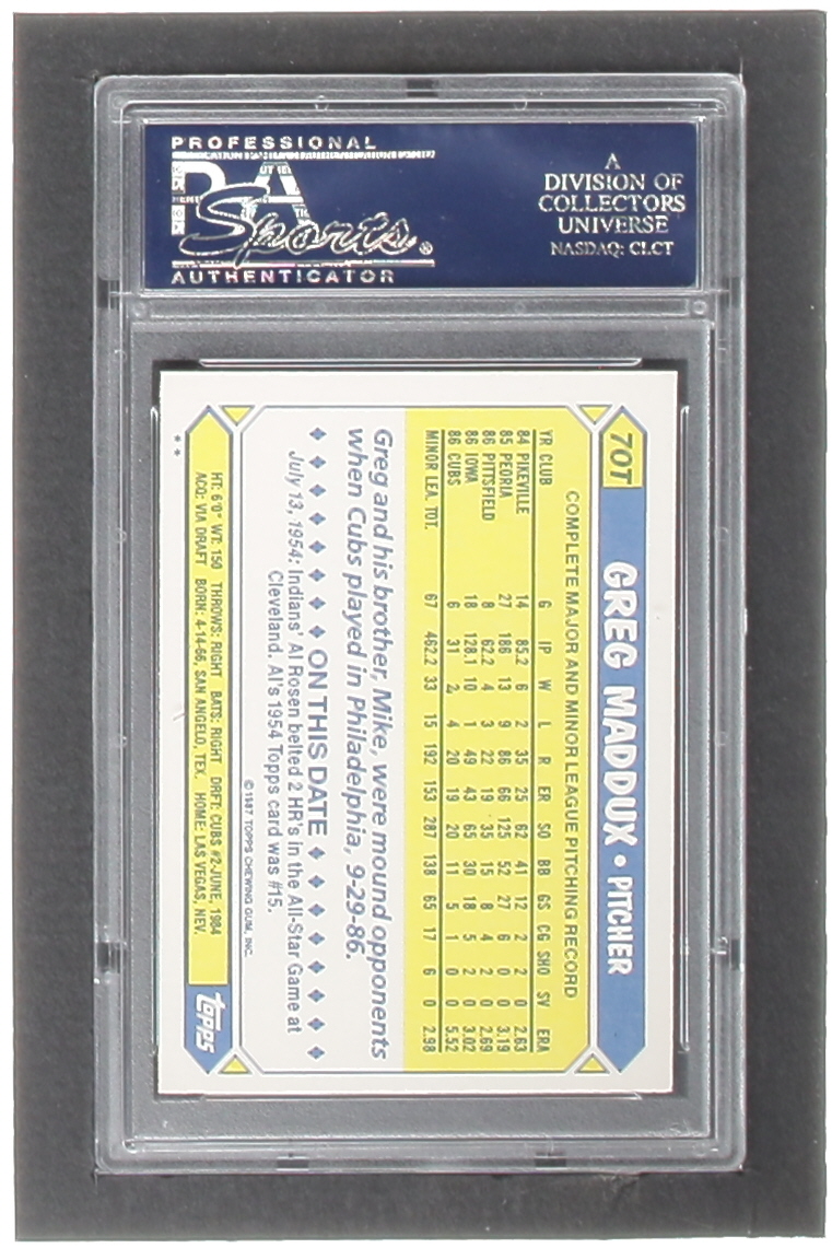 Greg Maddux 1987 Topps Traded #70T XRC (PSA 10) at PristineAuction.com Greg Maddux 1987 Topps Traded #70T XRC (PSA 10) at PristineAuction.com
