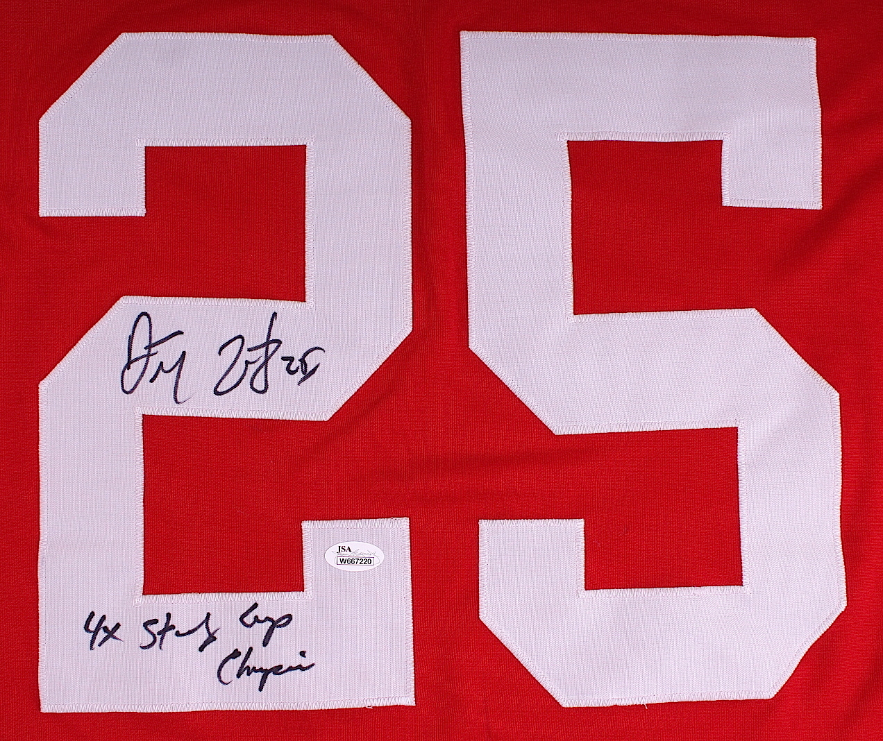 Darren McCarty Signed Red Wings Jersey Inscribed "4x Stanley Cup Champion" (JSA COA) at PristineAuction.com Darren McCarty Signed Red Wings Jersey Inscribed "4x Stanley Cup Champion" (JSA COA) at PristineAuction.com