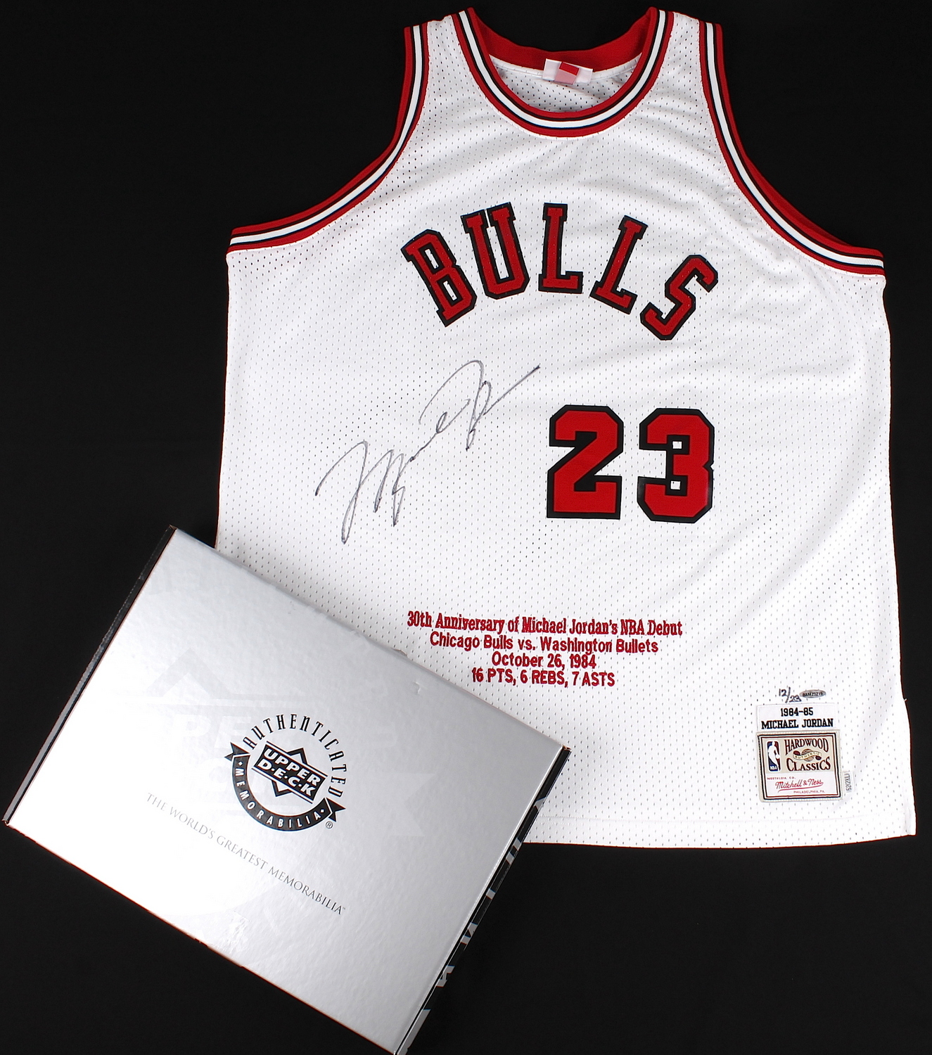 Michael Jordan Signed Limited Edition Authentic Mitchell & Ness 1984-85 "30th Anniversary" Bulls Jersey #12/23 (UDA COA) at PristineAuction.com Michael Jordan Signed Limited Edition Authentic Mitchell & Ness 1984-85 "30th Anniversary" Bulls Jersey #12/23 (UDA COA) at PristineAuction.com