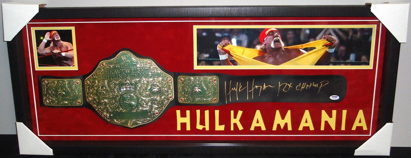 Hulk Hogan Signed 15x39 Shadowbox WWE Championship Belt Display Inscribed "12x Champ" (PSA COA) at PristineAuction.com Hulk Hogan Signed 15x39 Shadowbox WWE Championship Belt Display Inscribed "12x Champ" (PSA COA) at PristineAuction.com