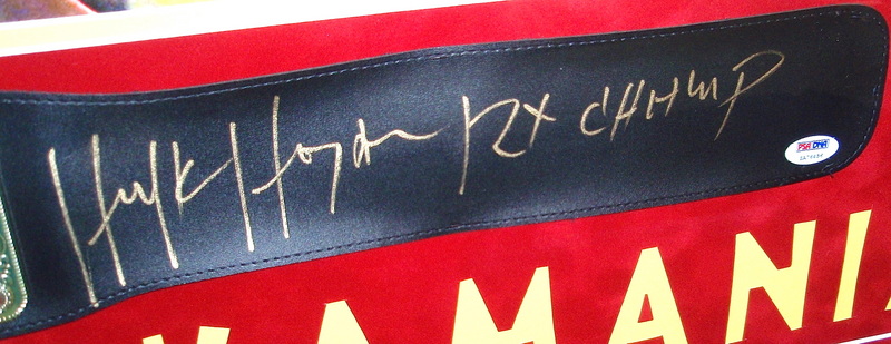 Hulk Hogan Signed 15x39 Shadowbox WWE Championship Belt Display Inscribed "12x Champ" (PSA COA) at PristineAuction.com Hulk Hogan Signed 15x39 Shadowbox WWE Championship Belt Display Inscribed "12x Champ" (PSA COA) at PristineAuction.com
