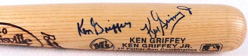 Ken Griffey Jr. & Ken Griffey Sr. Signed Mariners Limited Edition "1st Father-Son Combination" Louisville Slugger Baseball Bat (JSA ALOA) at PristineAuction.com Ken Griffey Jr. & Ken Griffey Sr. Signed Mariners Limited Edition "1st Father-Son Combination" Louisville Slugger Baseball Bat (JSA ALOA) at PristineAuction.com