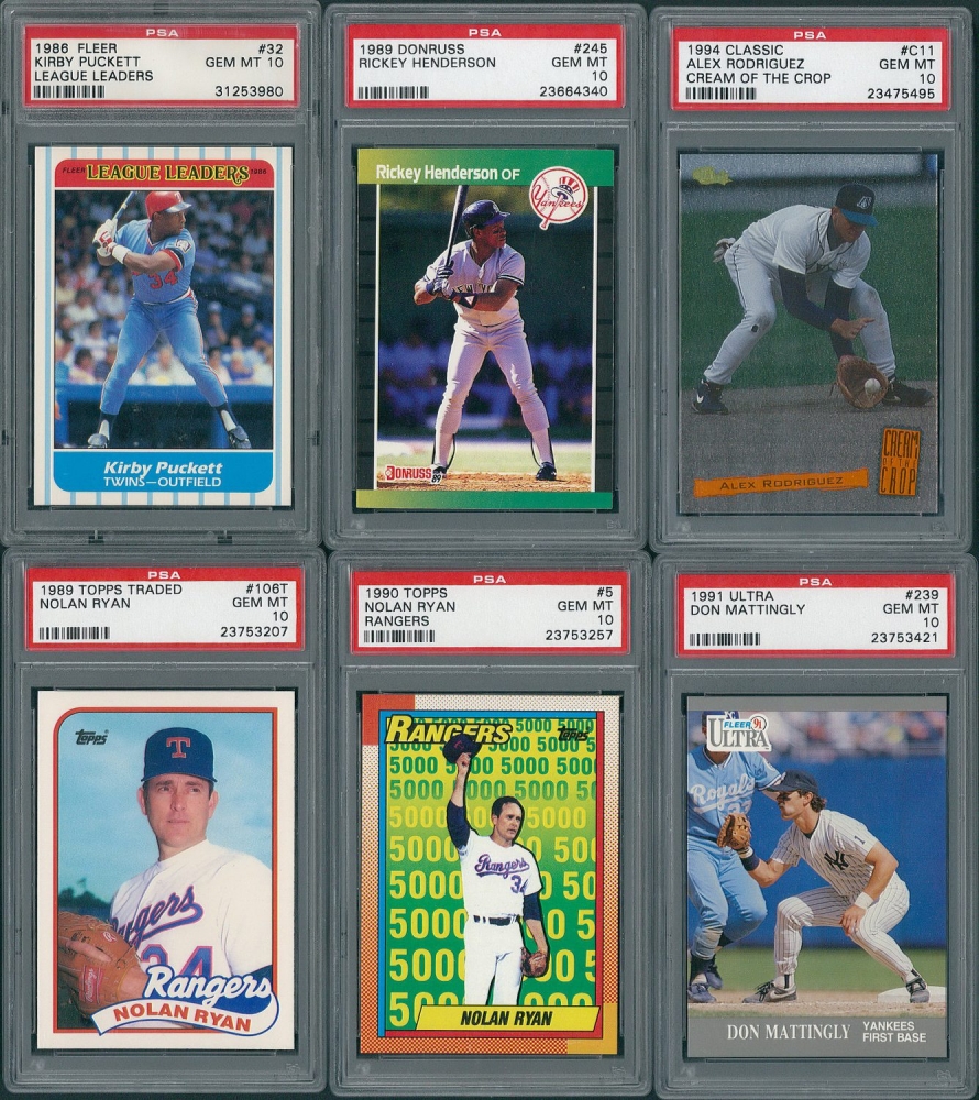 Lot of (6) Graded Baseball Cards with Don Mattingly 1991 Ultra 239